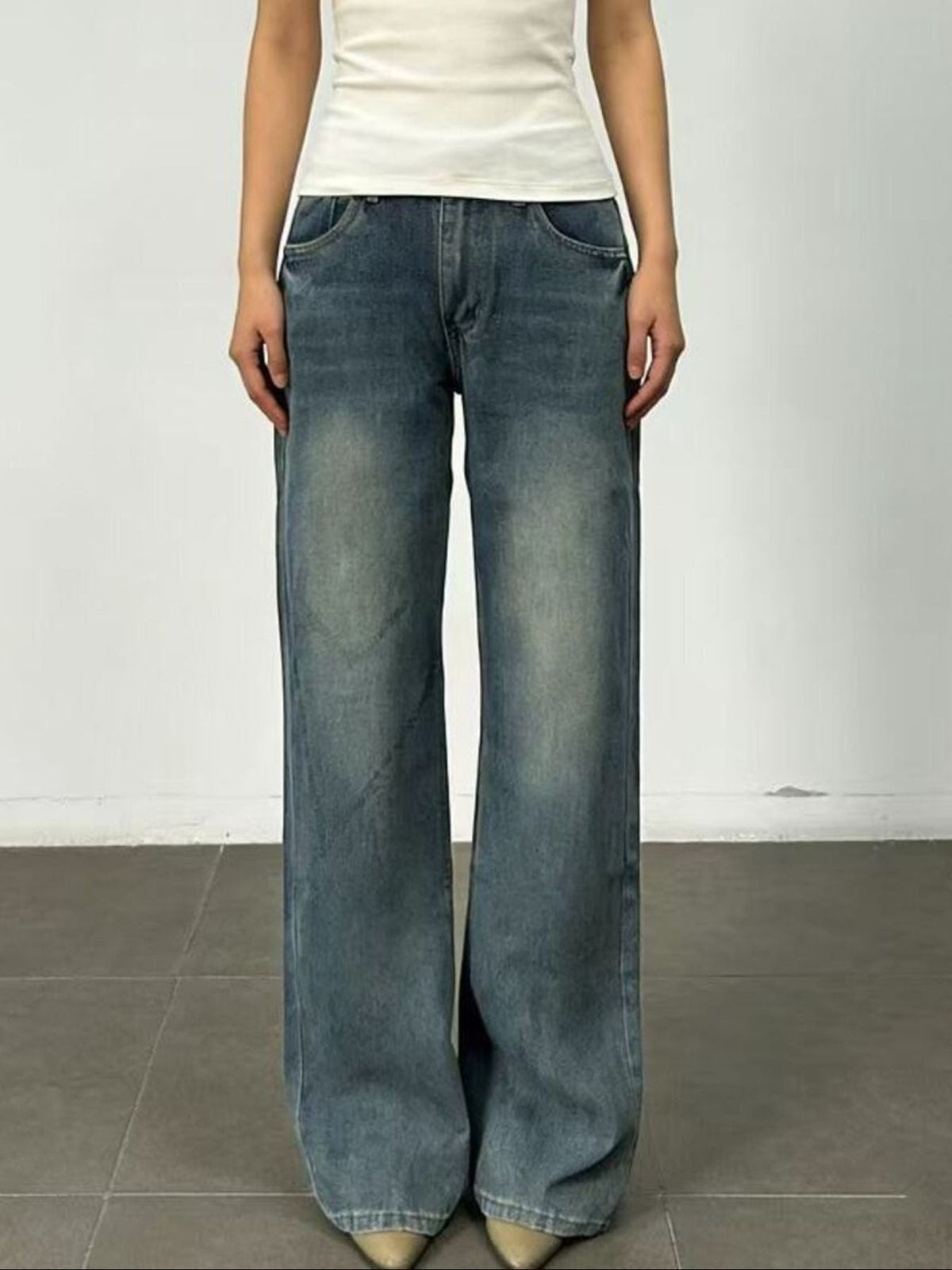 Hazel Blues® | Vintage Wash Wide Leg Jeans