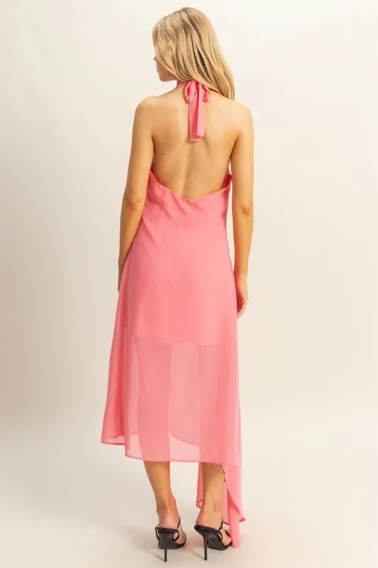 Hazel Blues® | HYFVE Chiffon Halter Asymmetrical Hem Dress