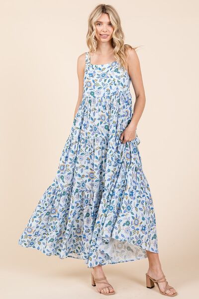 Hazel Blues® | Mittoshop Flower Print Tiered Sleeveless Empire Maxi Dress
