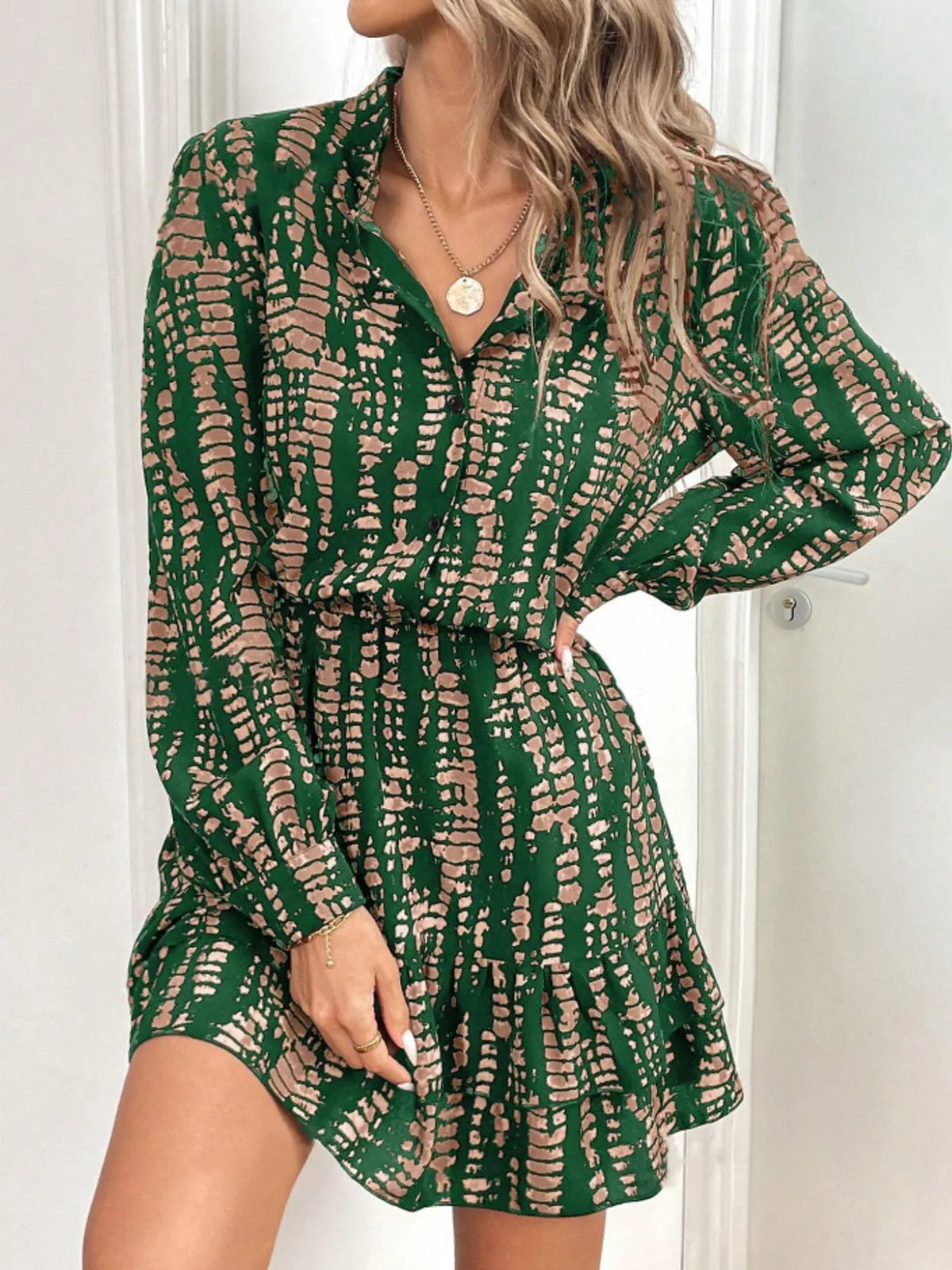 Hazel Blues® | Printed Long Sleeve Mini Dress
