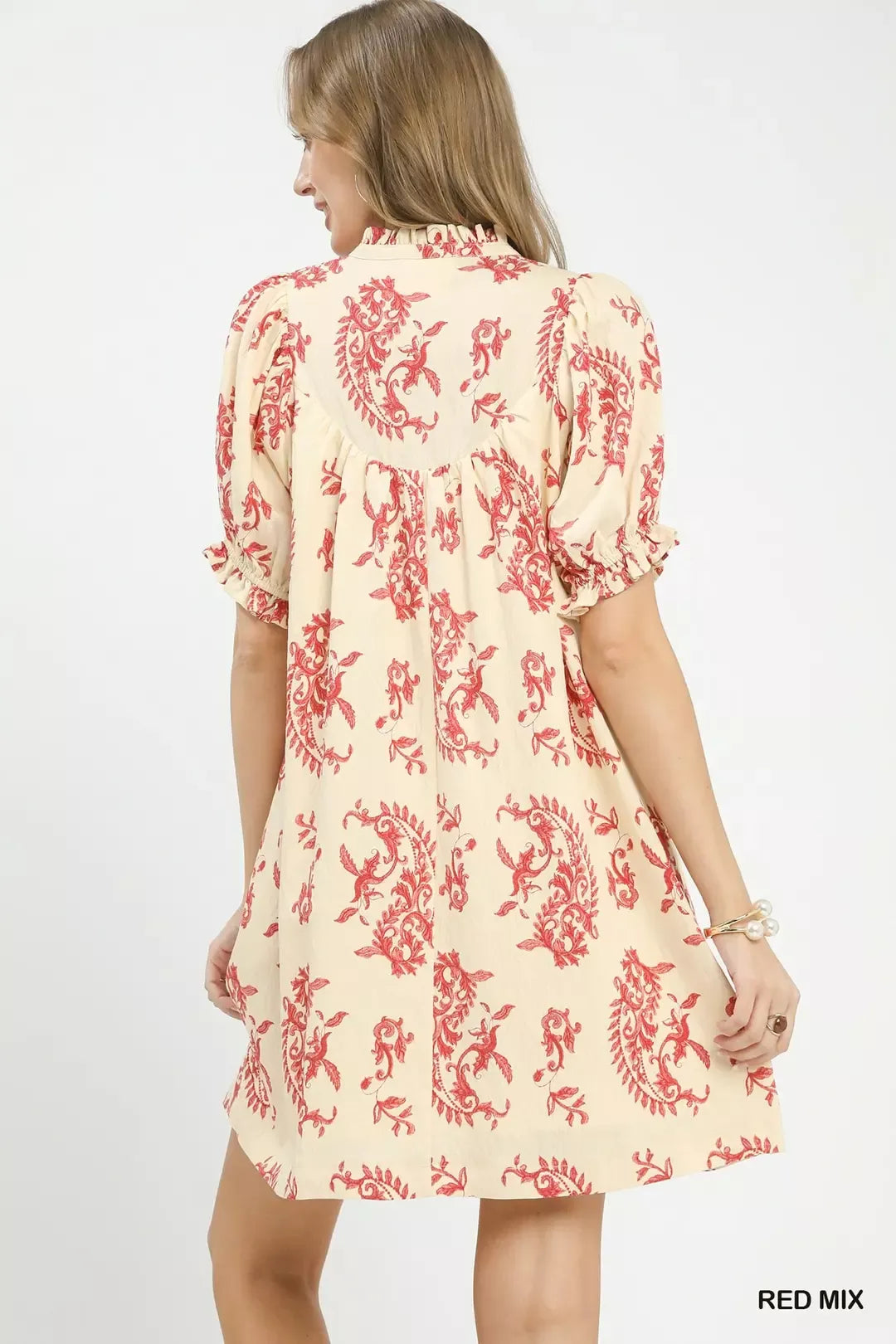 Hazel Blues® | Umgee Mix Paisley Scallop Trim Dress