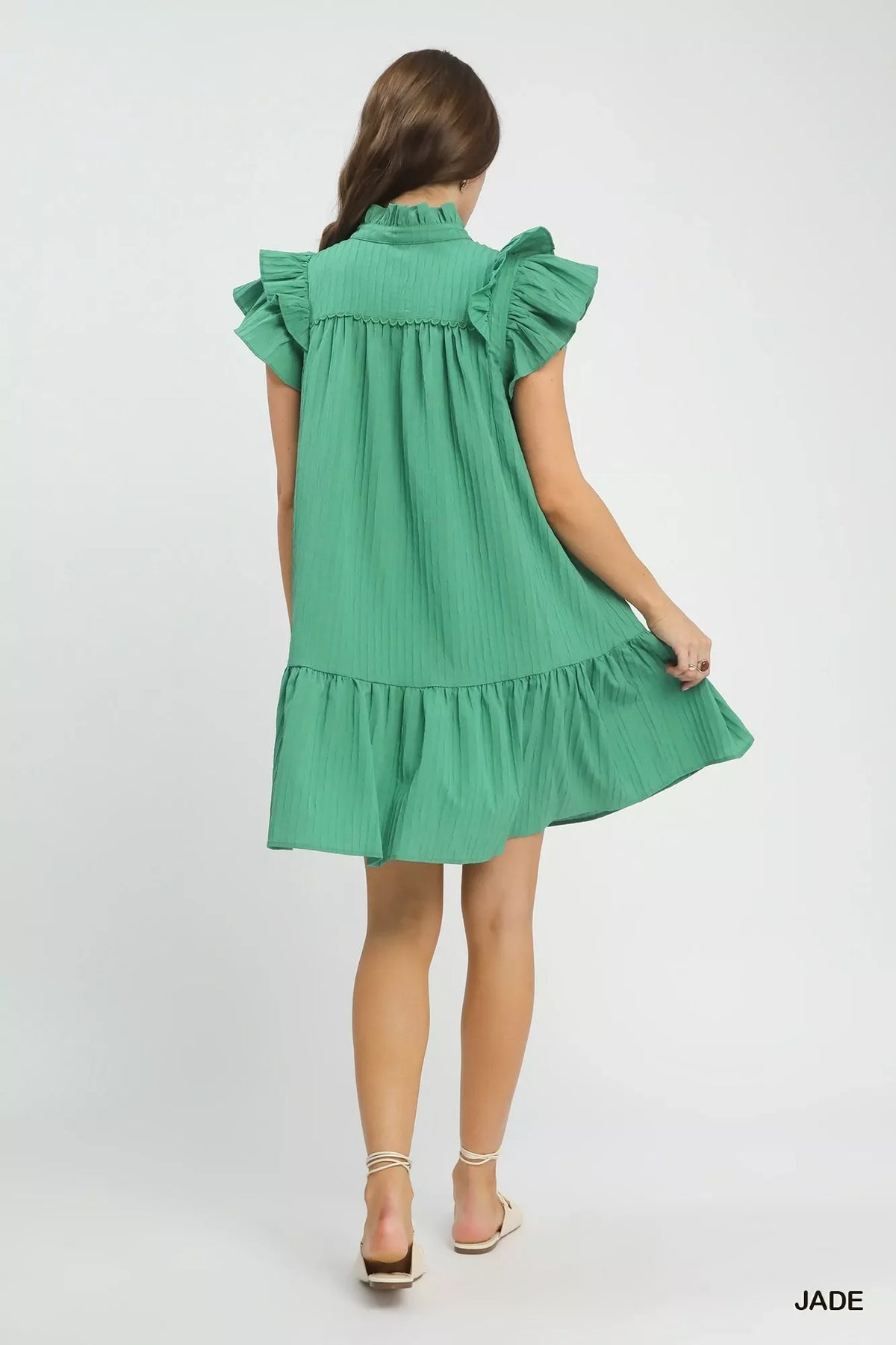 Hazel Blues® | Umgee Flutter Sleeve Tiered Dress