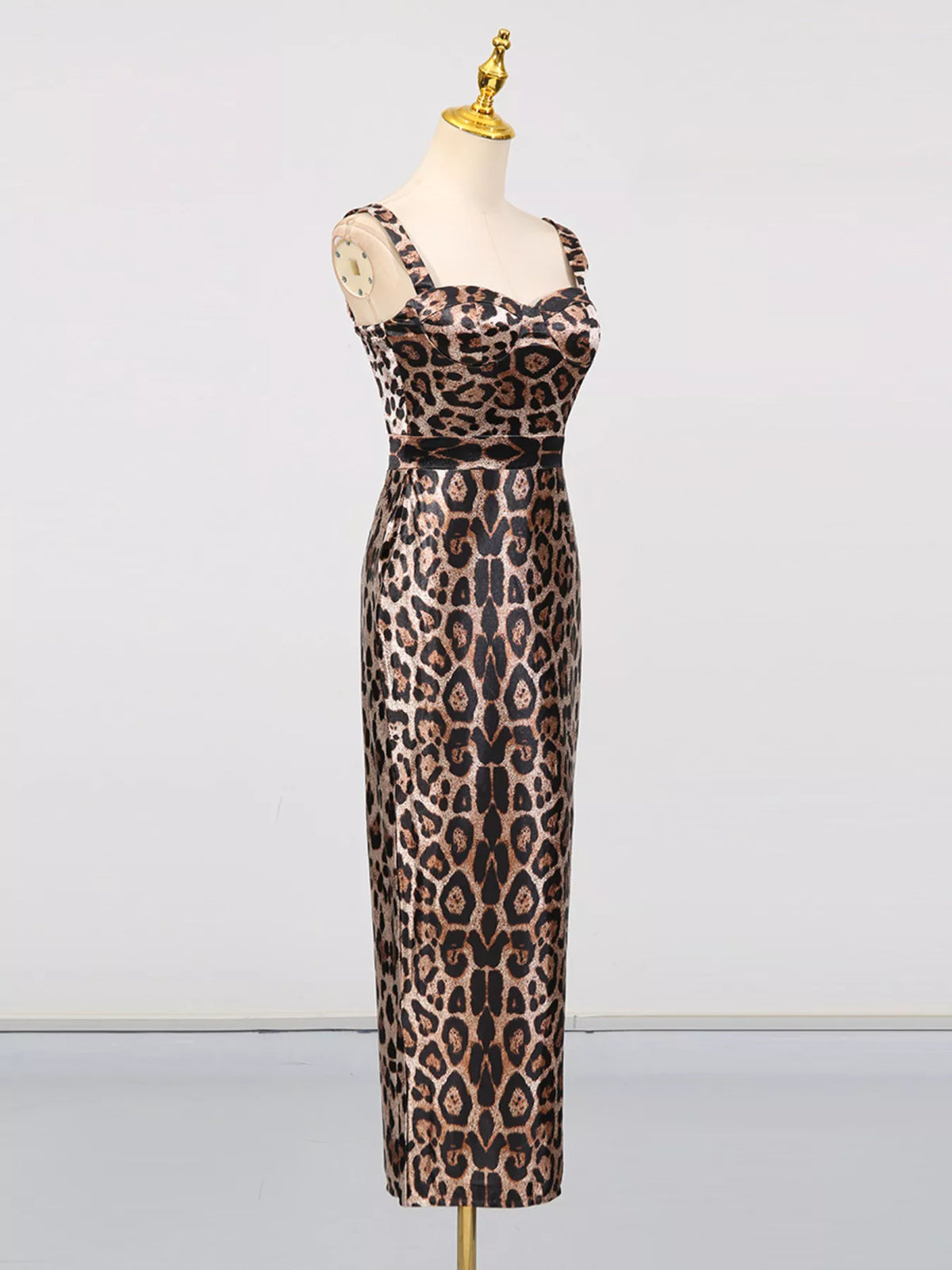Hazel Blues® | Leopard Print Bodycon Back Slit Midi Dress