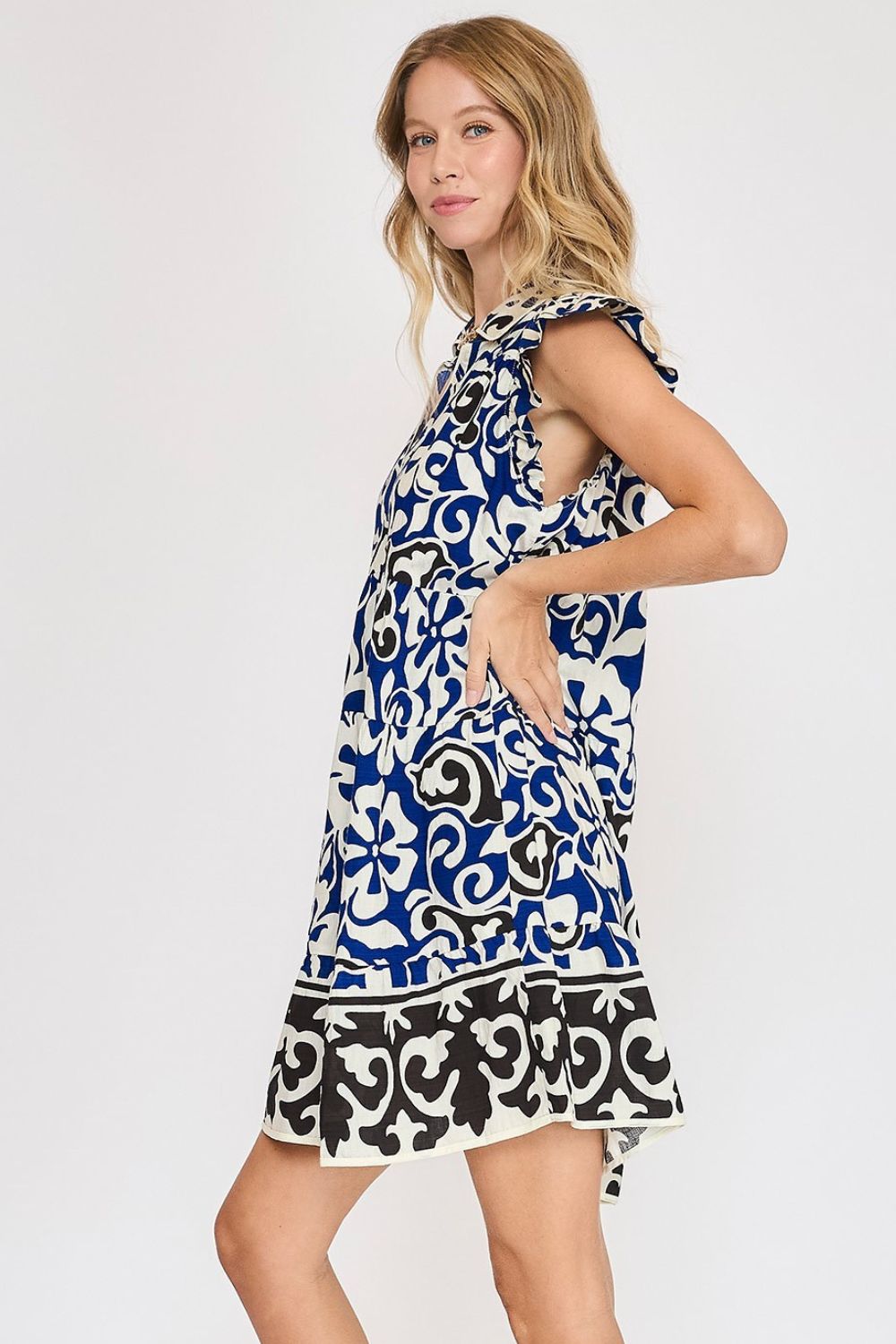 Hazel Blues® | Umgee Floral Ruffled Cap Sleeve Tiered Dress