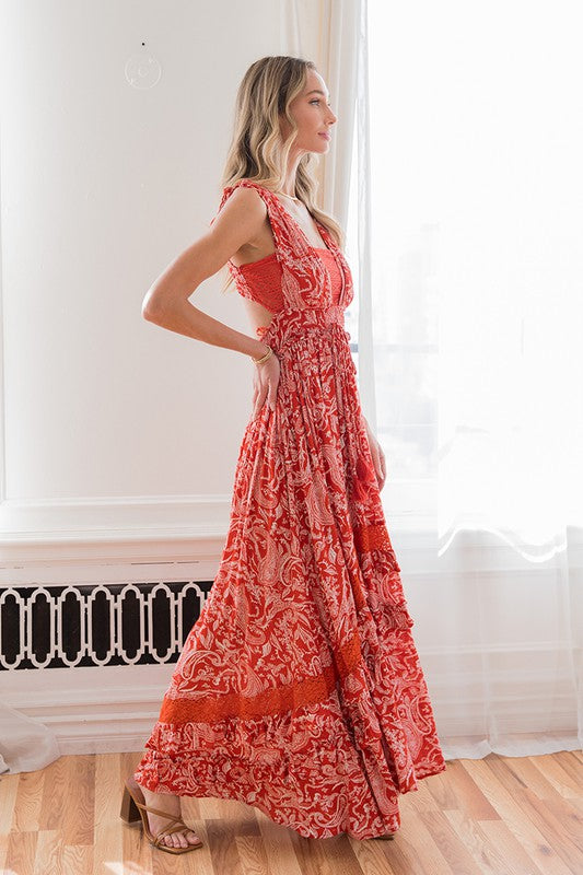 Hazel Blues® | Floral Maxi Dress in Rust