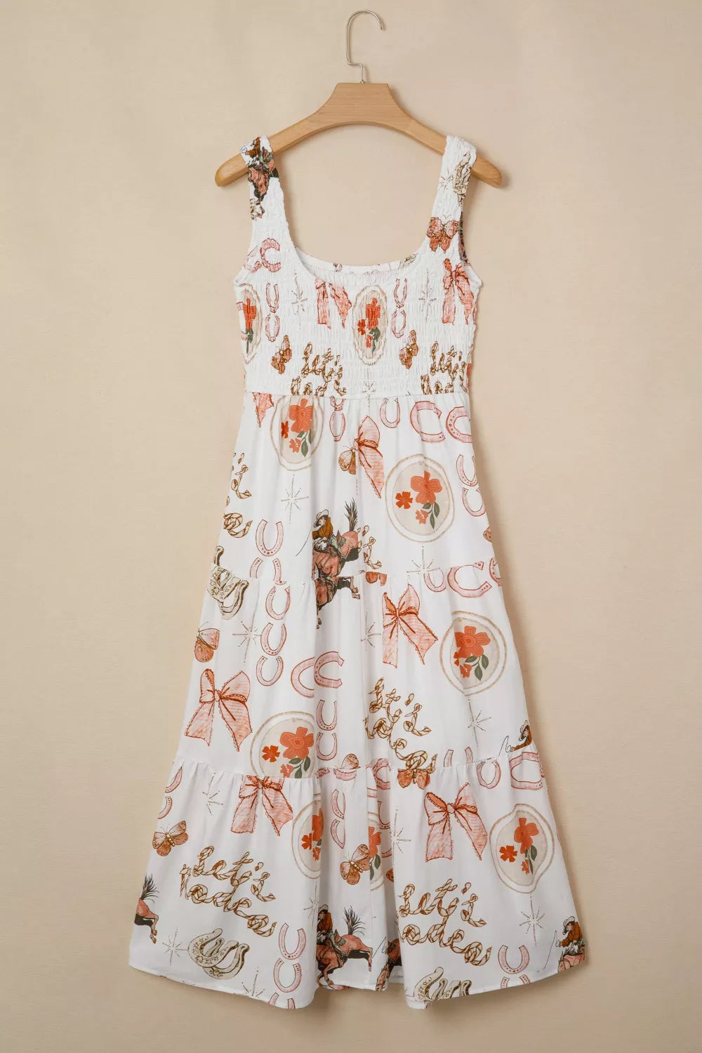 Hazel Blues® | Western Horseshoe Print U-Neck Sleeveless Midi Dress