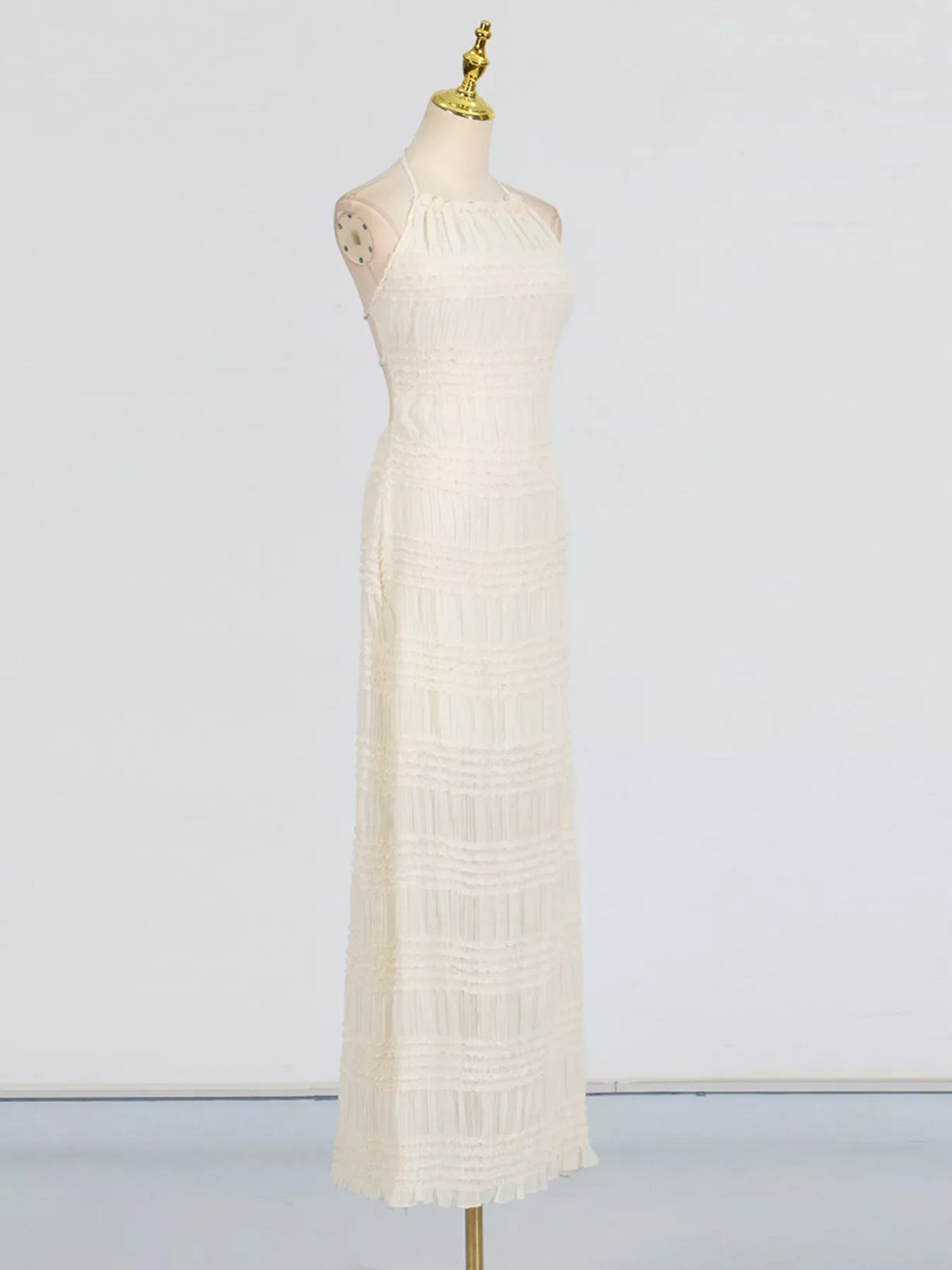 Hazel Blues® | Ruched Halter Neck Maxi Dress