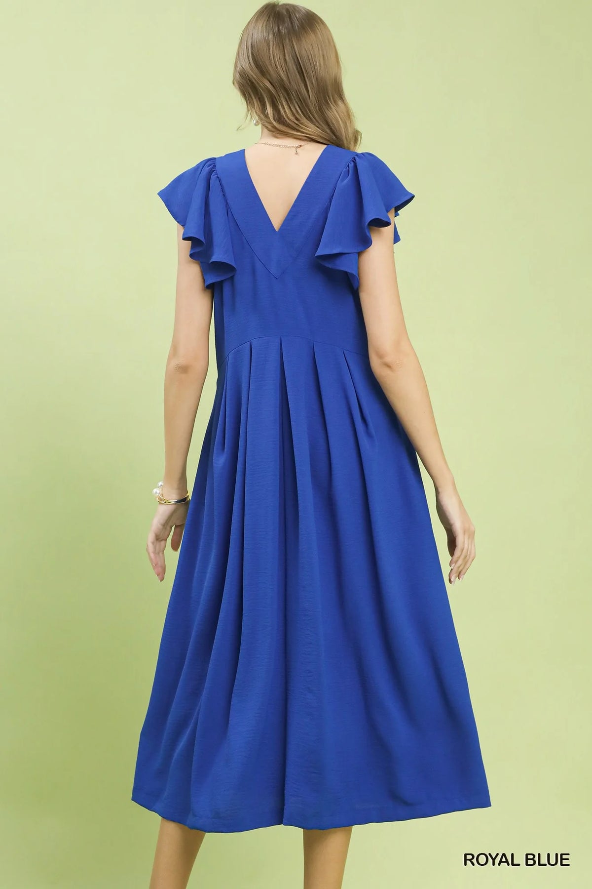 Hazel Blues® | Umgee Ruffle Sleeve V-Neck Midi Dress