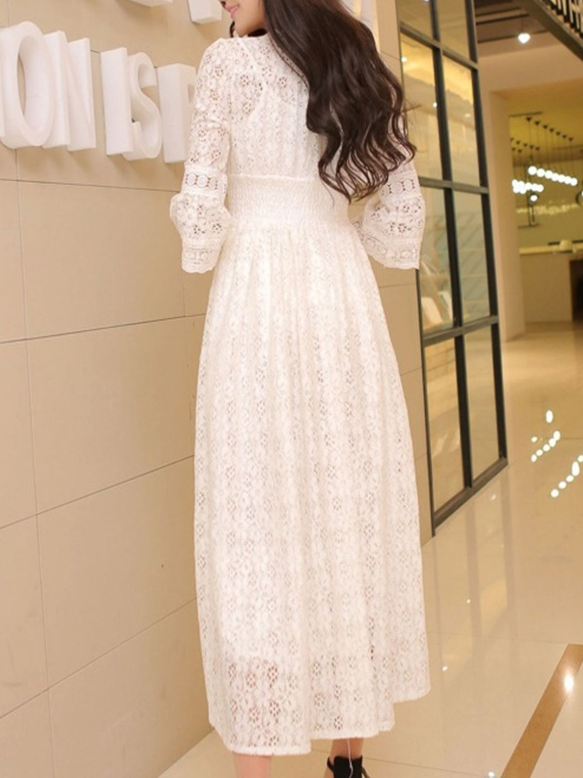 Hazel Blues® | Lace 3/4 Sleeve Midi Dress
