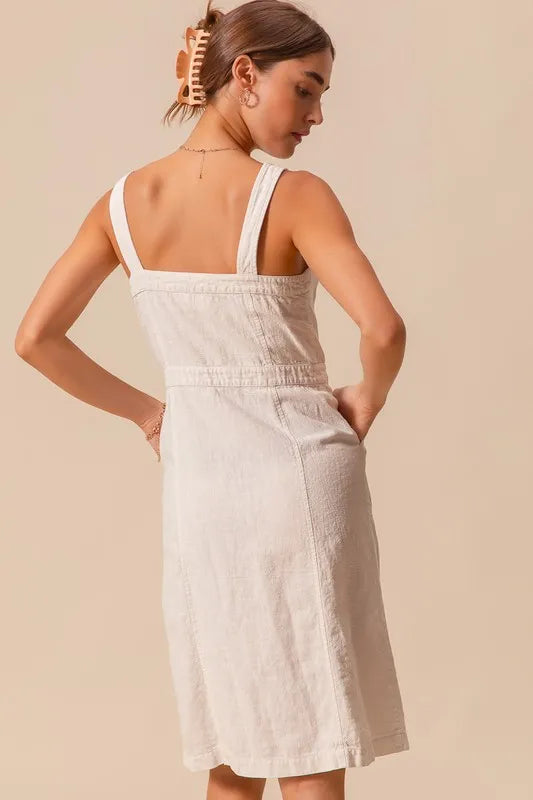 Hazel Blues® | SO ME Button Down Pocket Front Pinafore Dress
