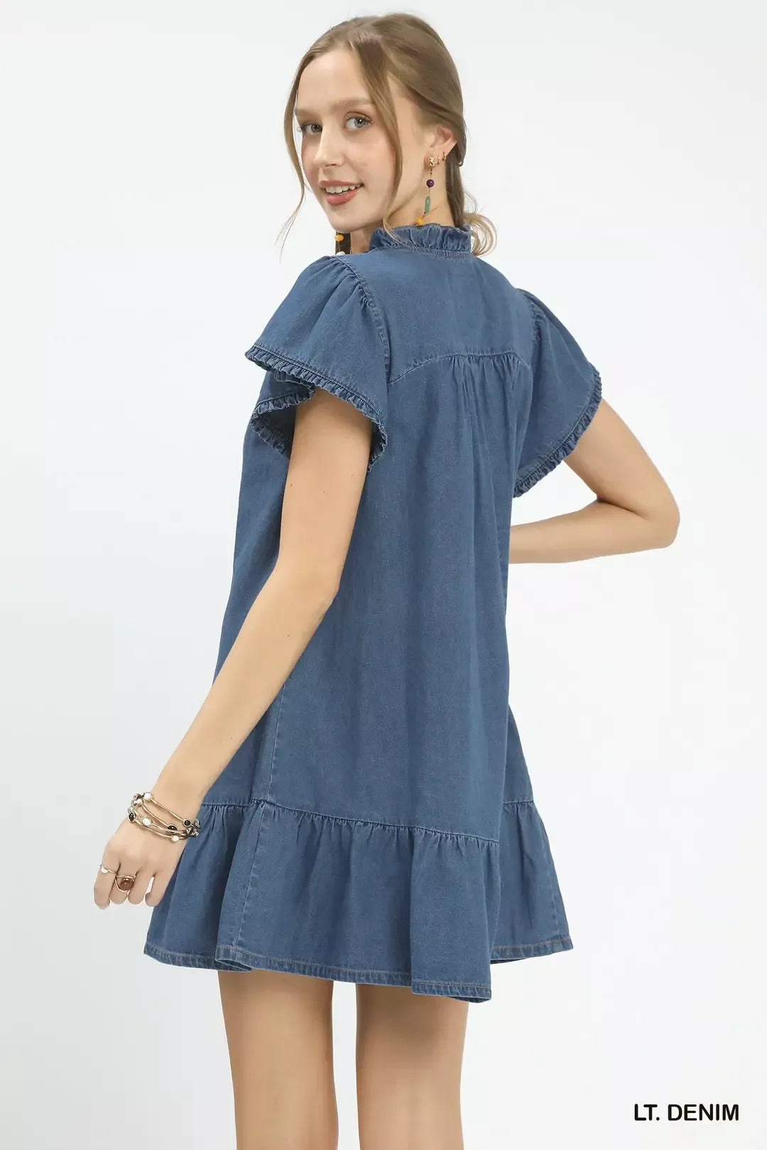 Hazel Blues® | Umgee Ruffled Washed Denim Dress