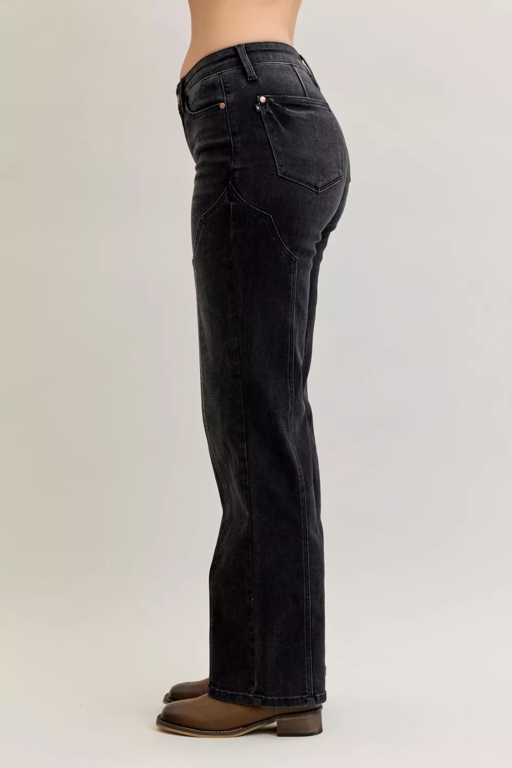 Hazel Blues® | Judy Blue Mid Rise Straight Western Seam Detail Jeans