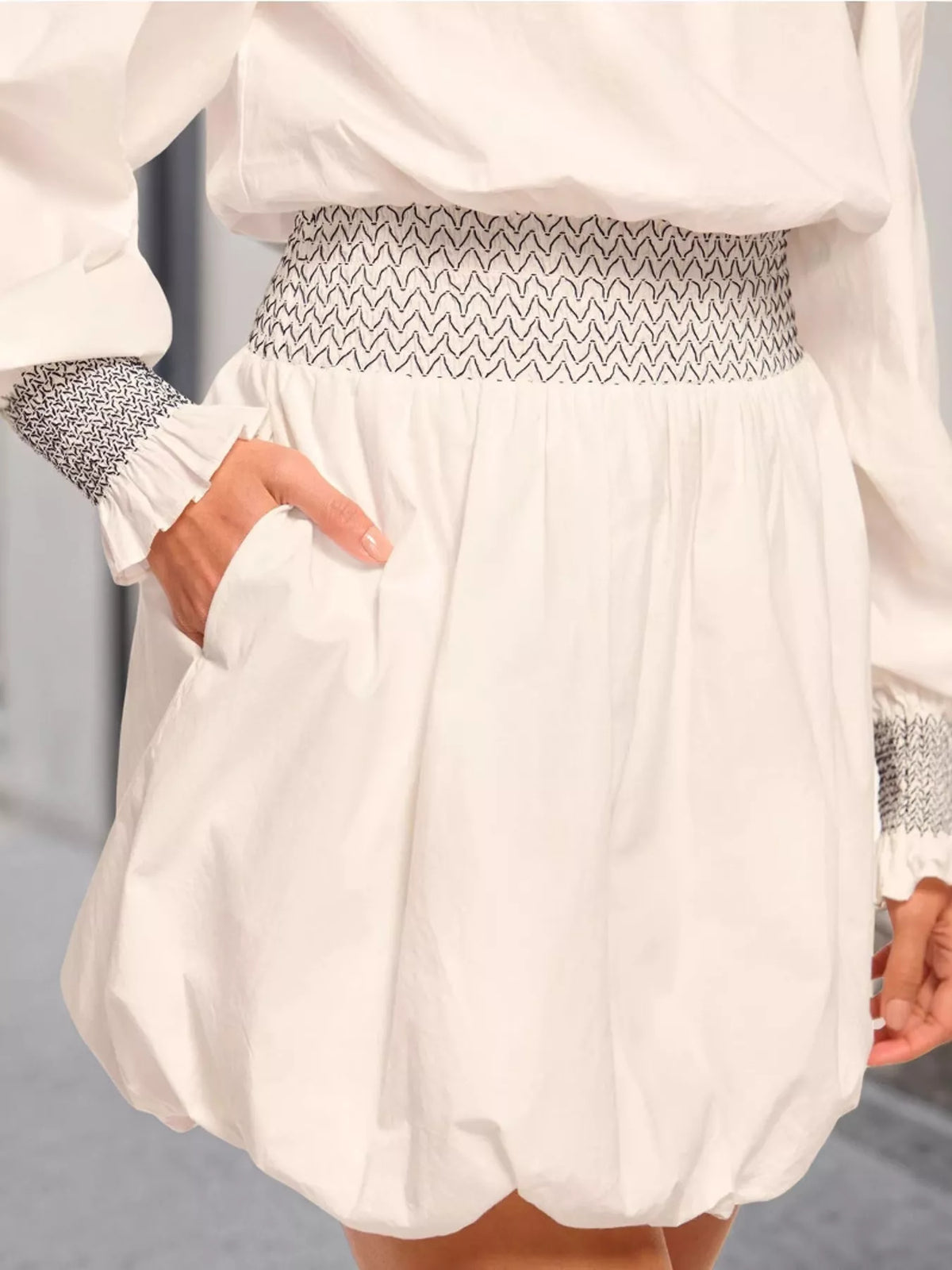 Hazel Blues® | Off-Shoulder Bubble Hem Mini Dress