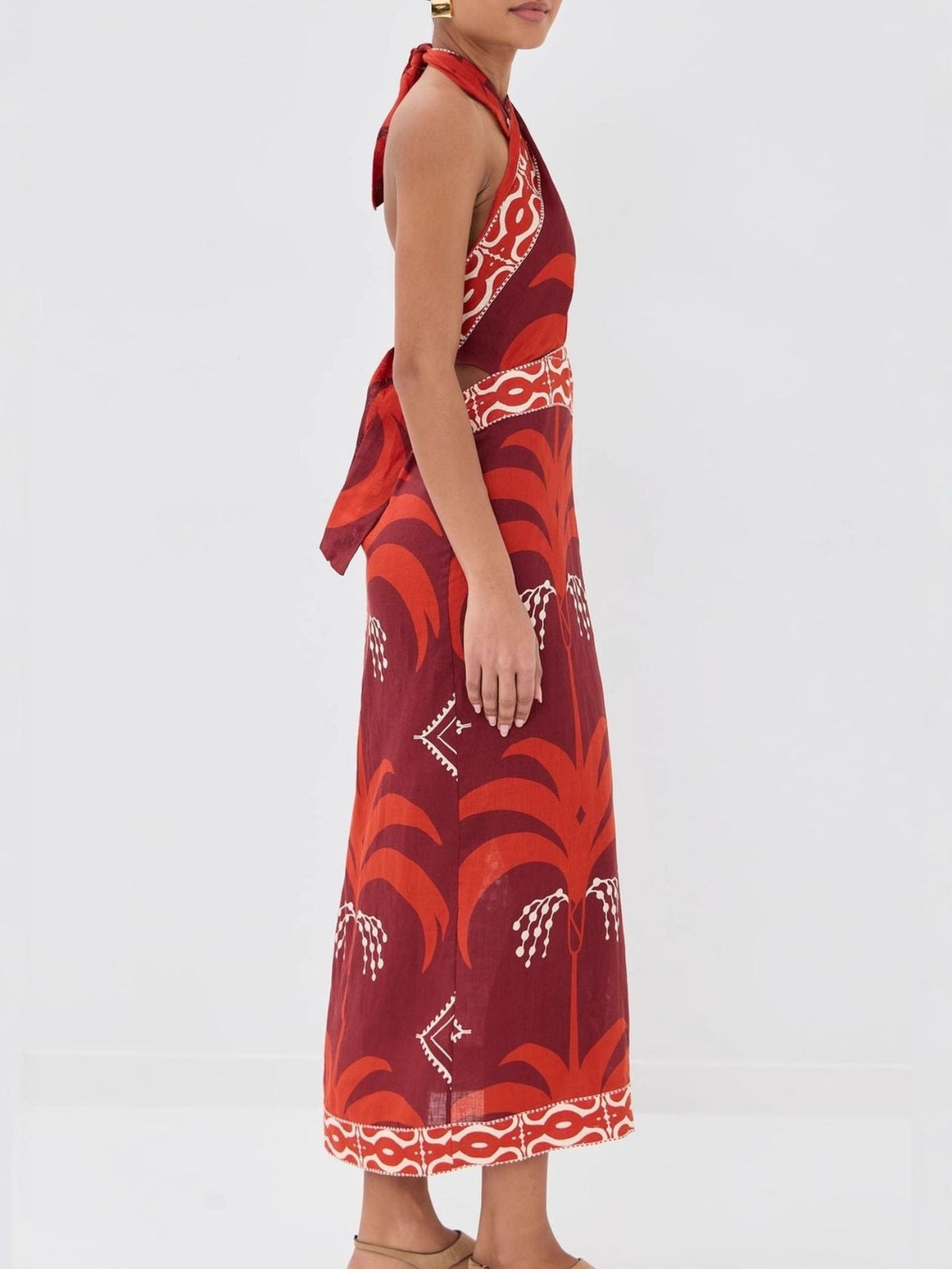 Hazel Blues® | Tropical Print Halter Neck Wrap Dress