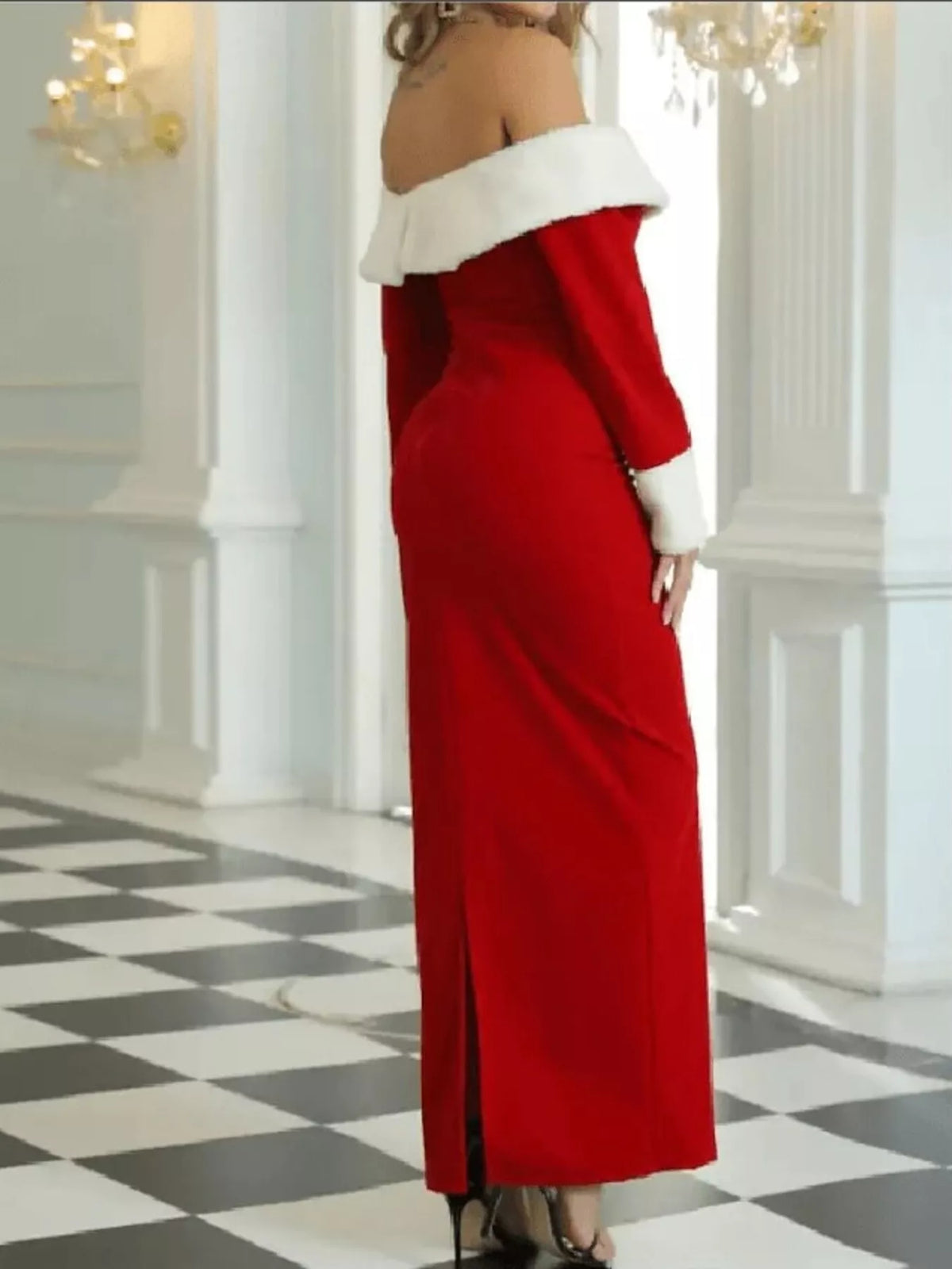 Hazel Blues® | Off-Shoulder Long Sleeve Christmas Maxi Dress