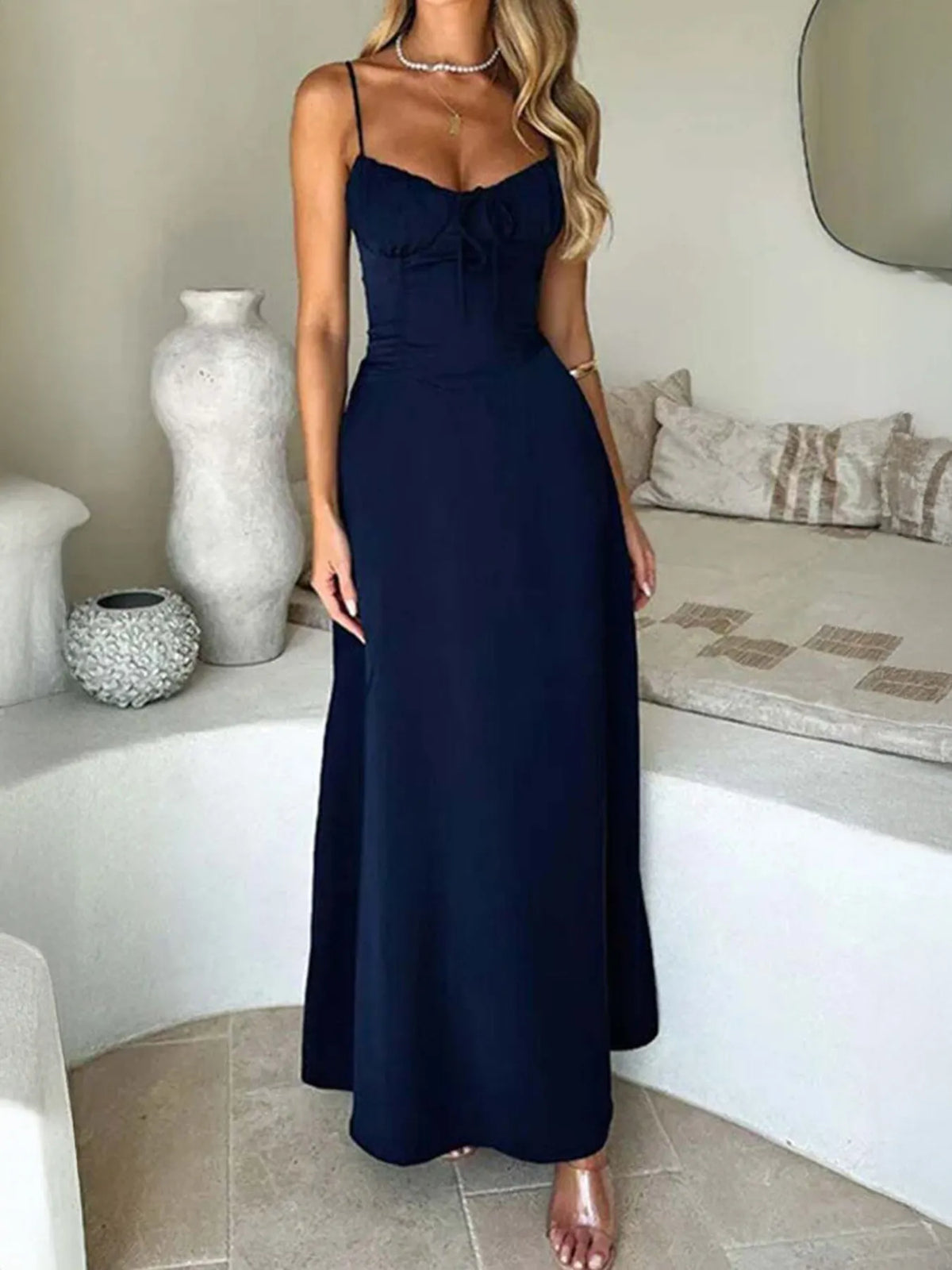 Hazel Blues® | Lace-Up Solid Cami Dress