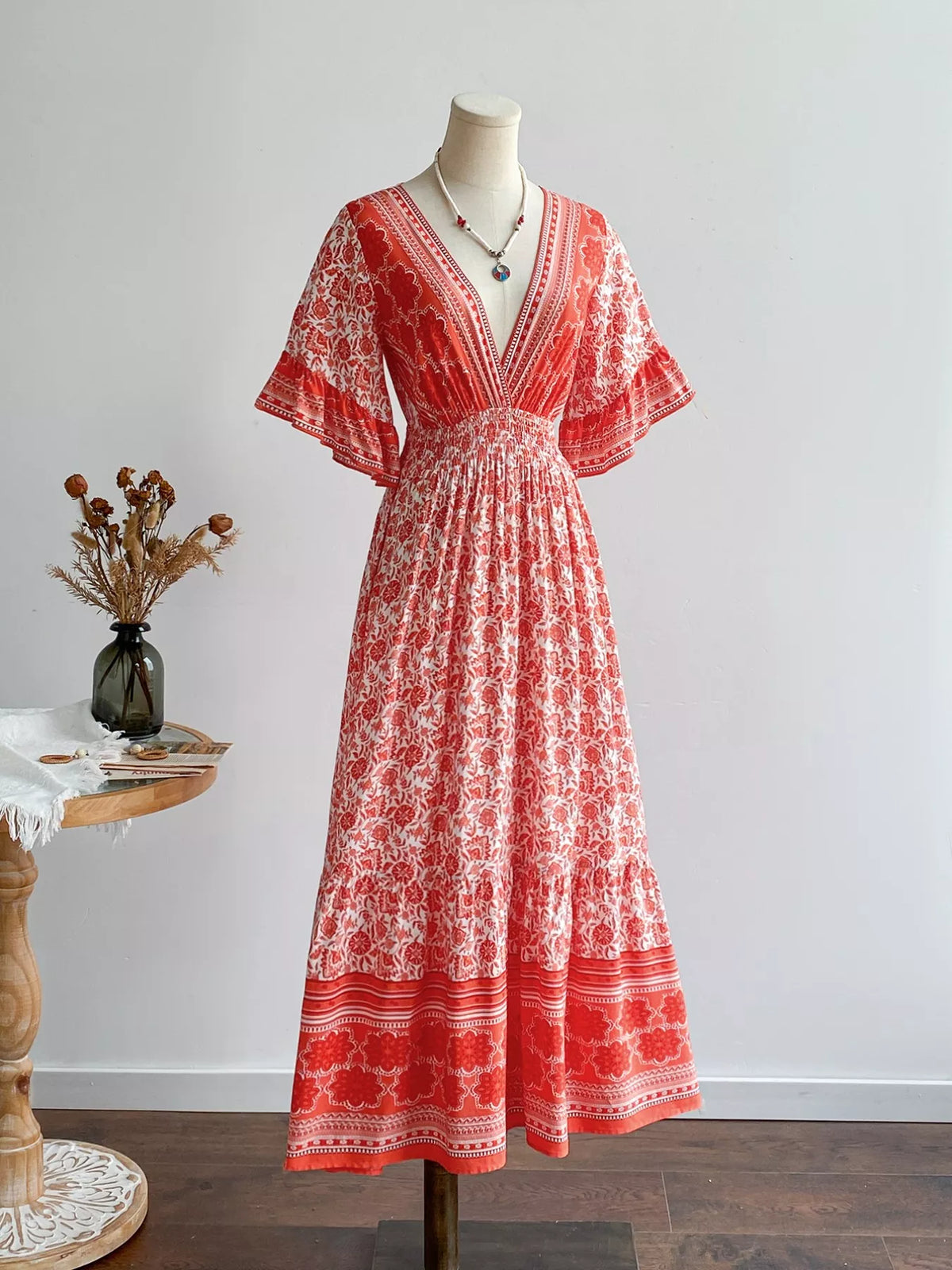 Hazel Blues® | Floral Deep V-Neck Dress
