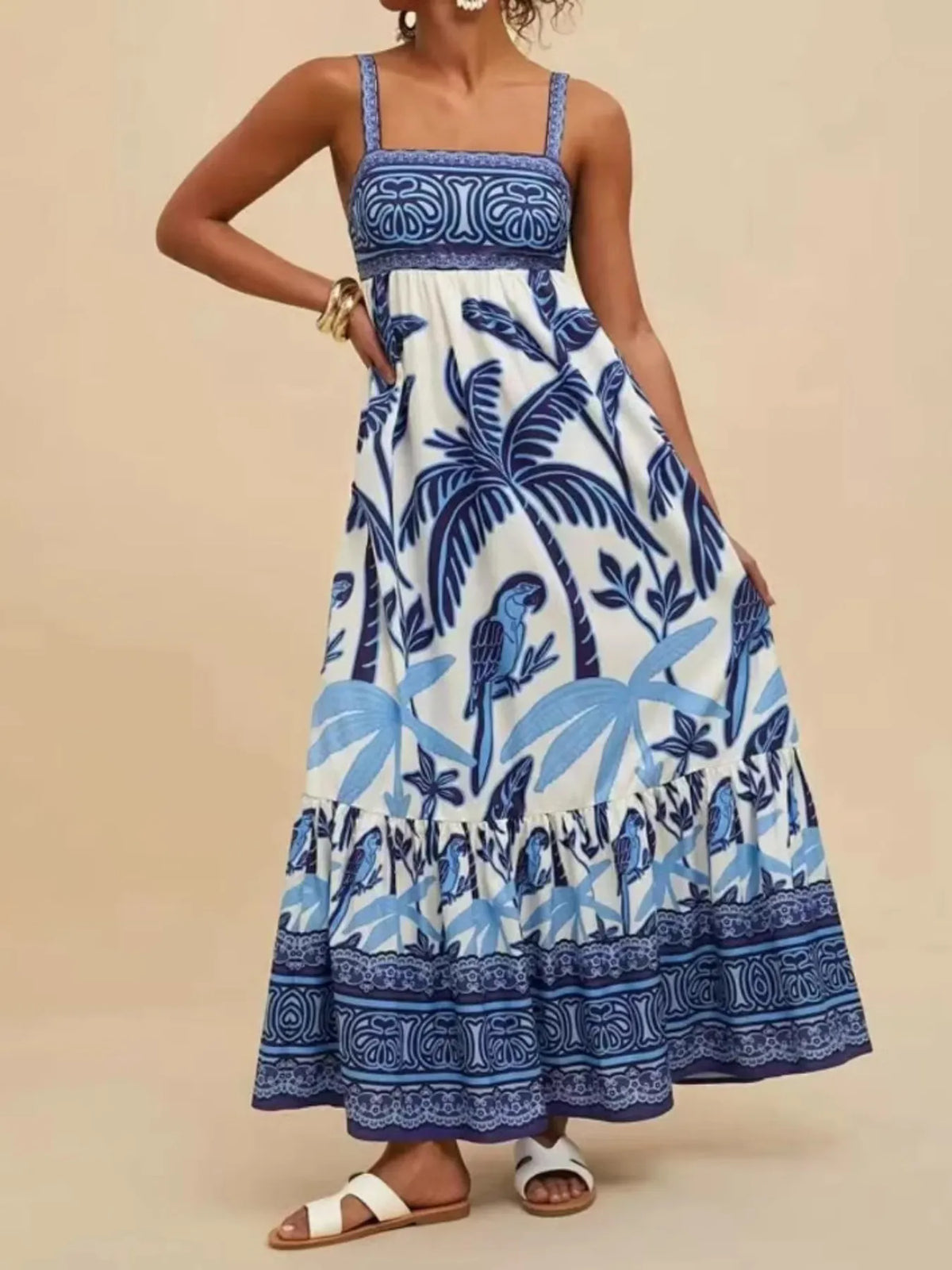 Hazel Blues® | Tropical Print Maxi Cami Dress