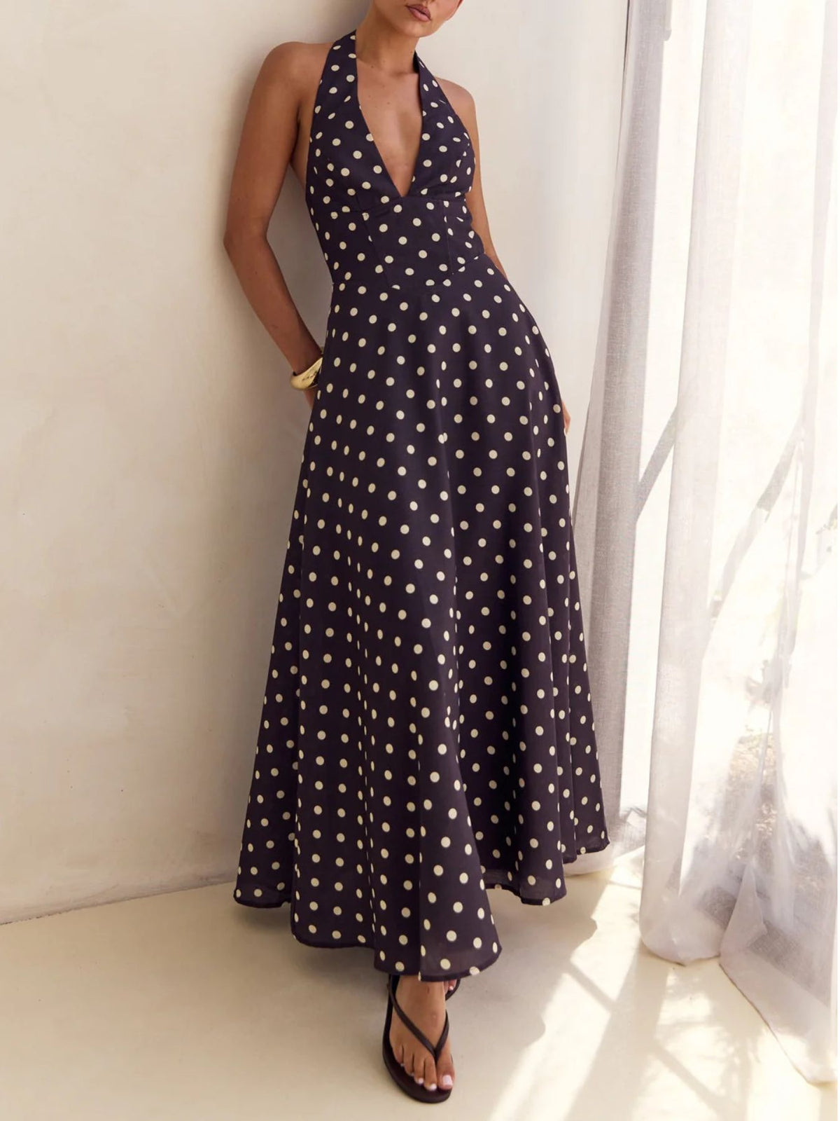Hazel Blues® | Floral Print Halter Neck Maxi Dress