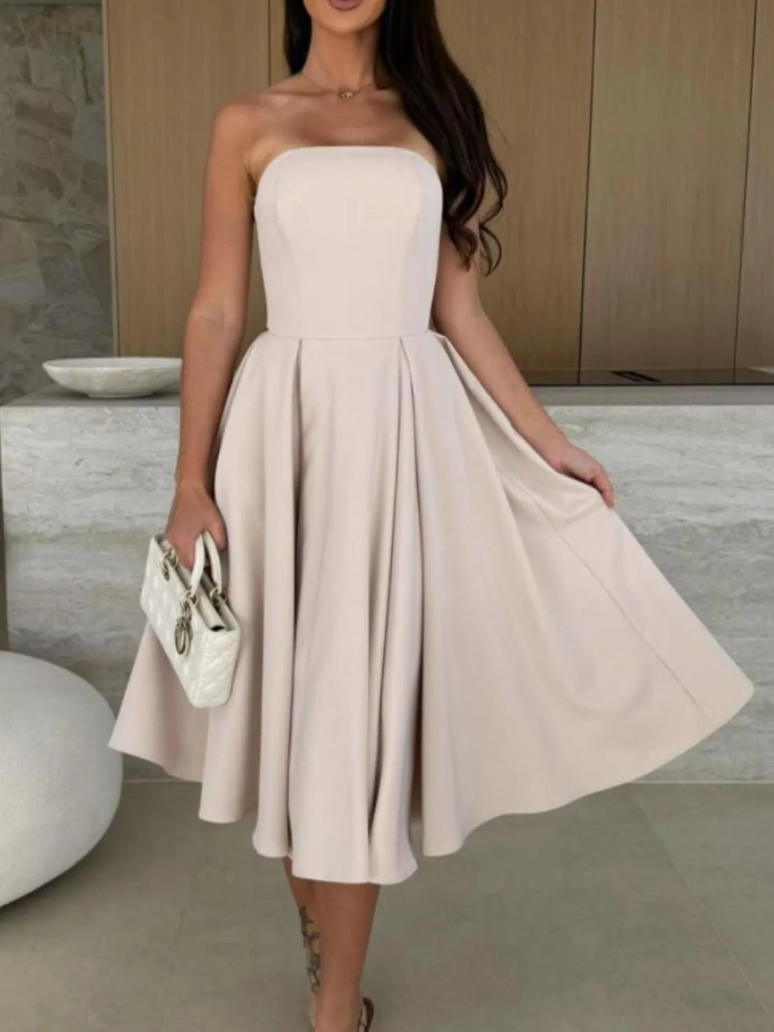 Hazel Blues® | Solid Color Tube Midi Dress