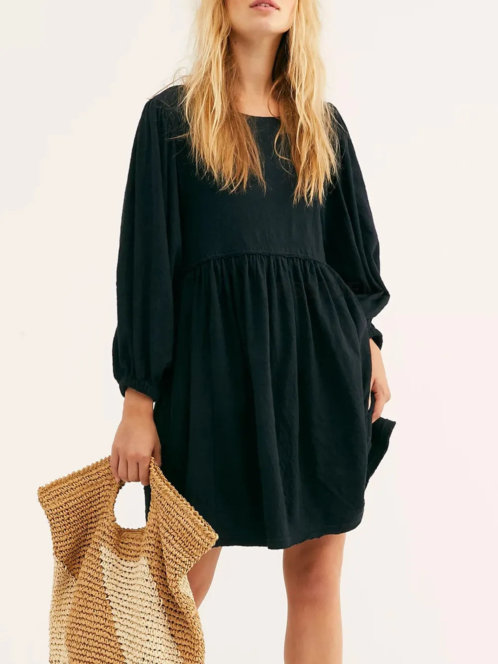 Hazel Blues® | Cutout Textured Long Sleeve Mini Dress