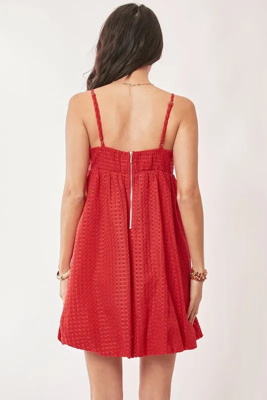 Hazel Blues® | Davi & Dani Textured Sweetheart Neckline Bubble Hem Dress