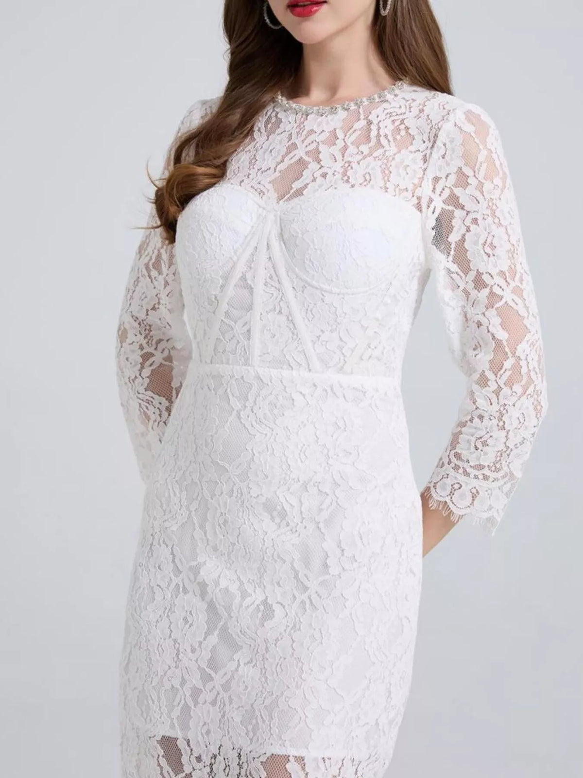Hazel Blues® | Lace Long Sleeve Midi Dress