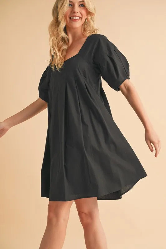 Hazel Blues® | Aemi + Co Square Neck Babydoll Dress with Pockets