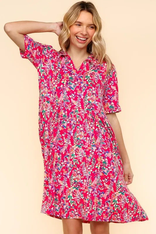 Hazel Blues® | Haptics Johnny Collar Babydoll Dress with Side Pockets