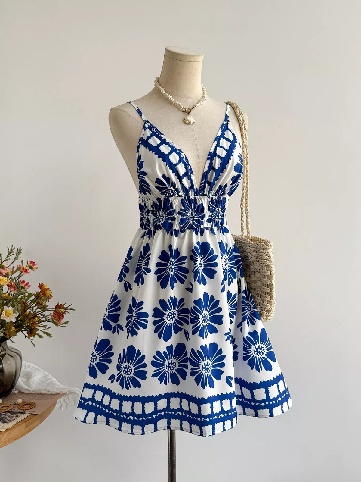 Hazel Blues® | Floral Print V-Neck Mini Dress