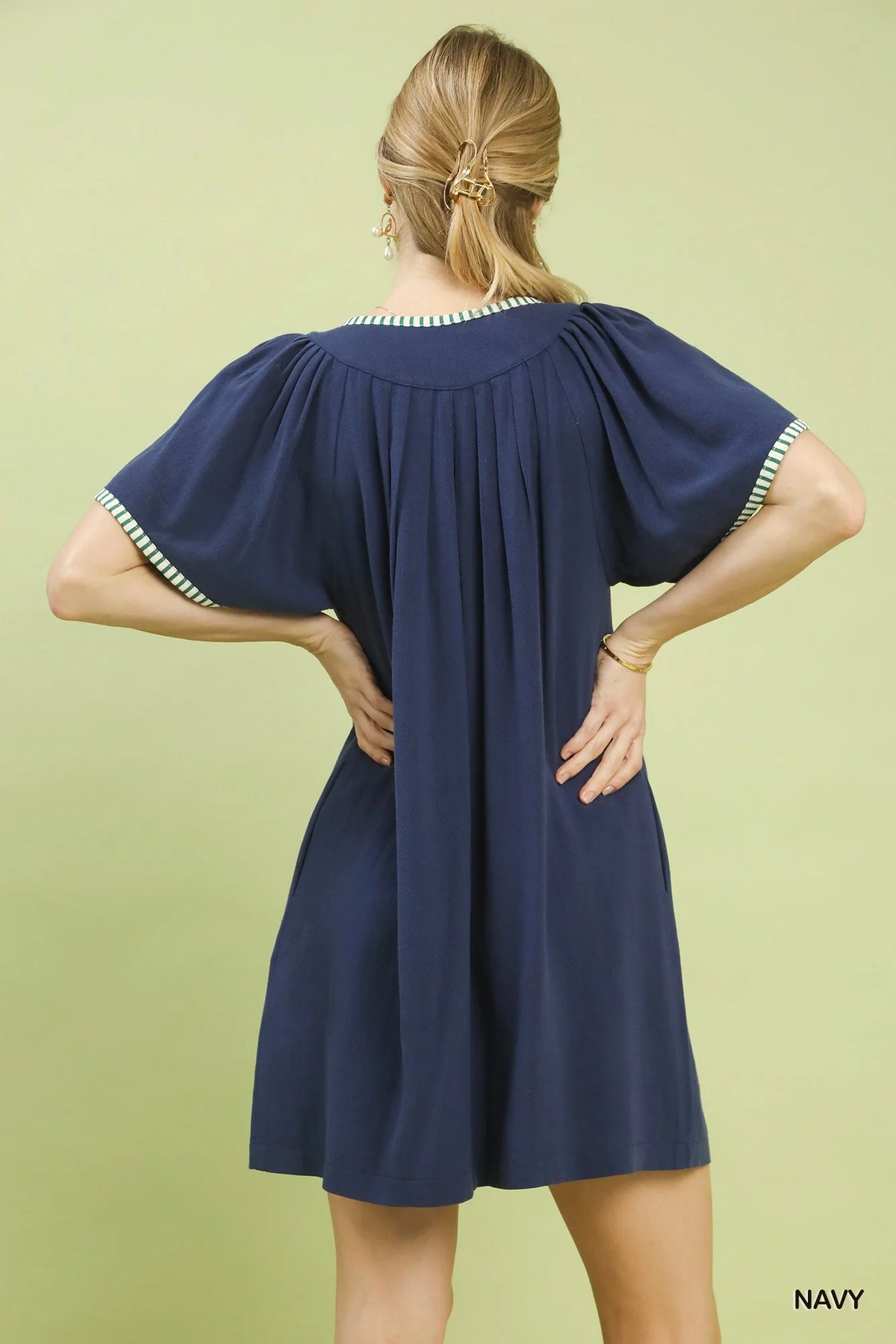 Hazel Blues® | Umgee Linen Trim Tunic Dress