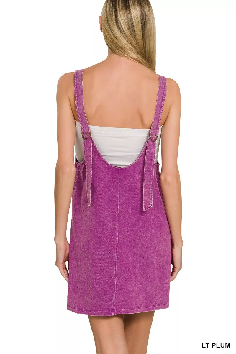 Hazel Blues® | Zenana Acid Washed Overall Knit Mini Dress