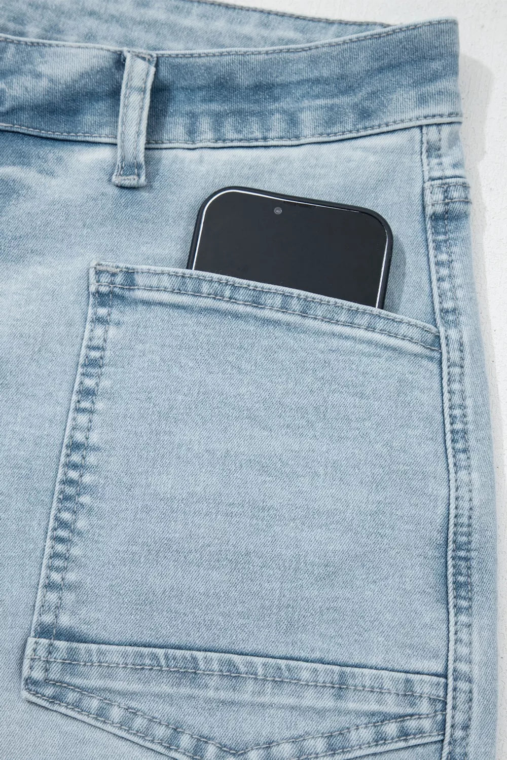 Hazel Blues® | Light Wash Utility Pocket Straight Leg Jeans