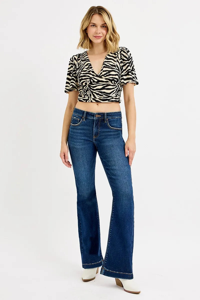 Hazel Blues® | RISEN Full SIze Tummy Control Mid Rise Flare Jeans Plus SIze