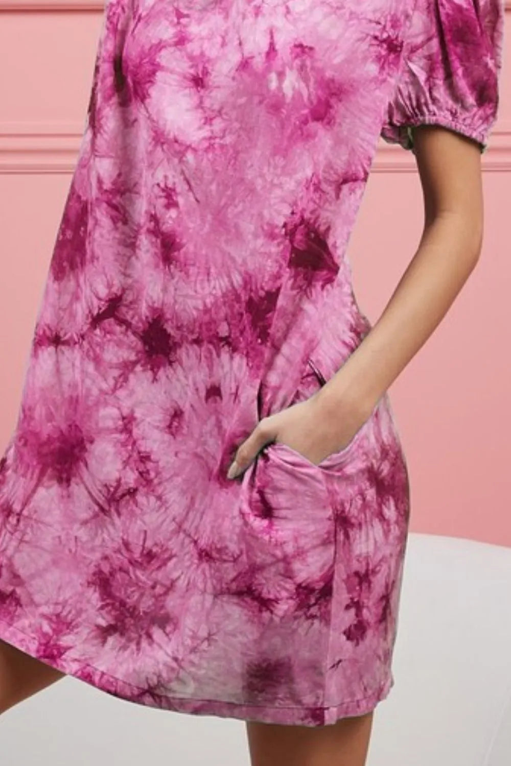 Hazel Blues® | BiBi Puff Sleeve With Side Pockets Tie Dye Dress