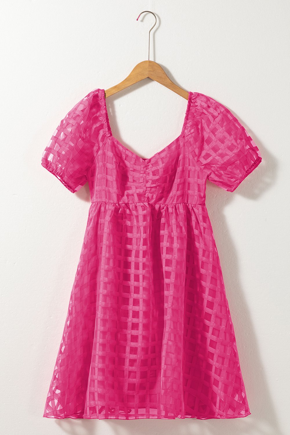 Hazel Blues® | Plaid Puff Sleeve Babydoll Dress