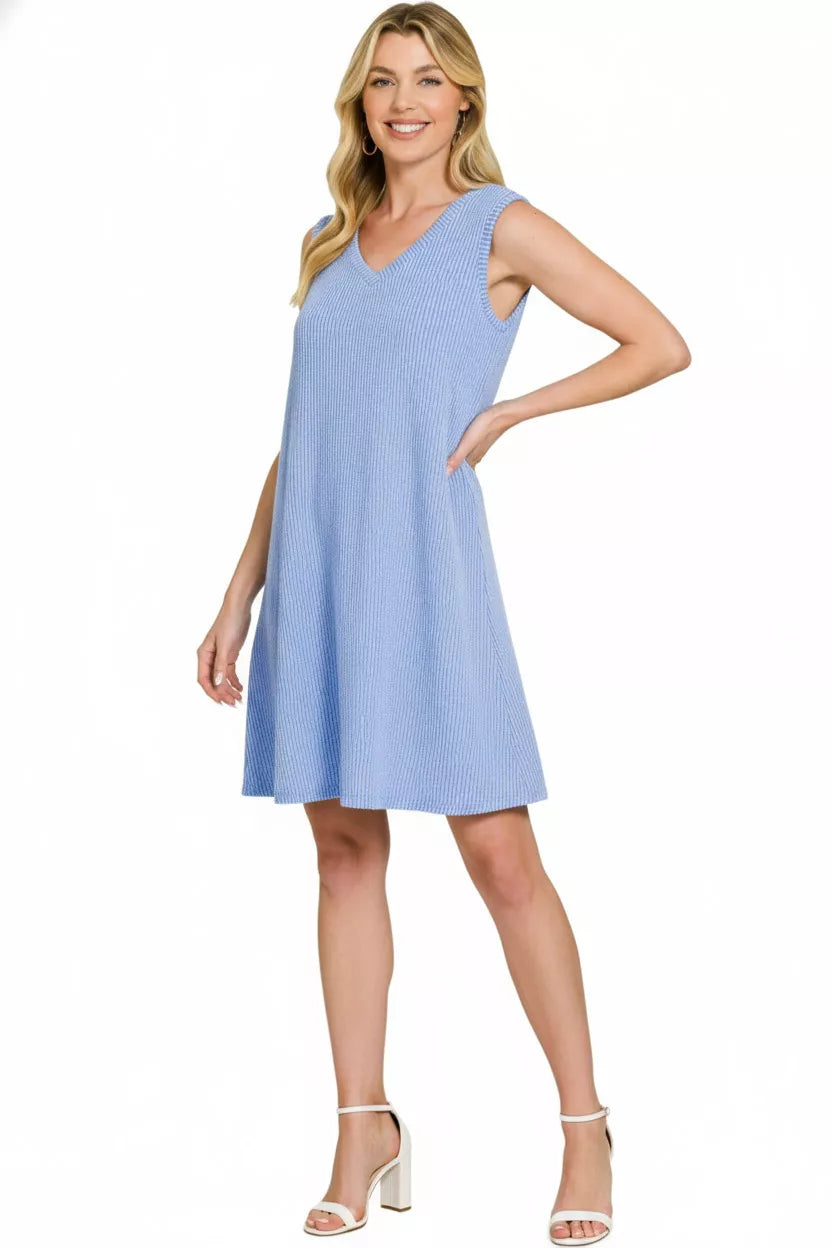 Hazel Blues® | Zenana Raised Rib Sleeveless Mini Dress