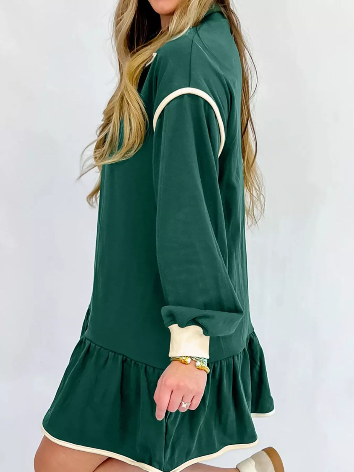 Hazel Blues® | Ruffled Hem Dropped Shoulder Mini Dress