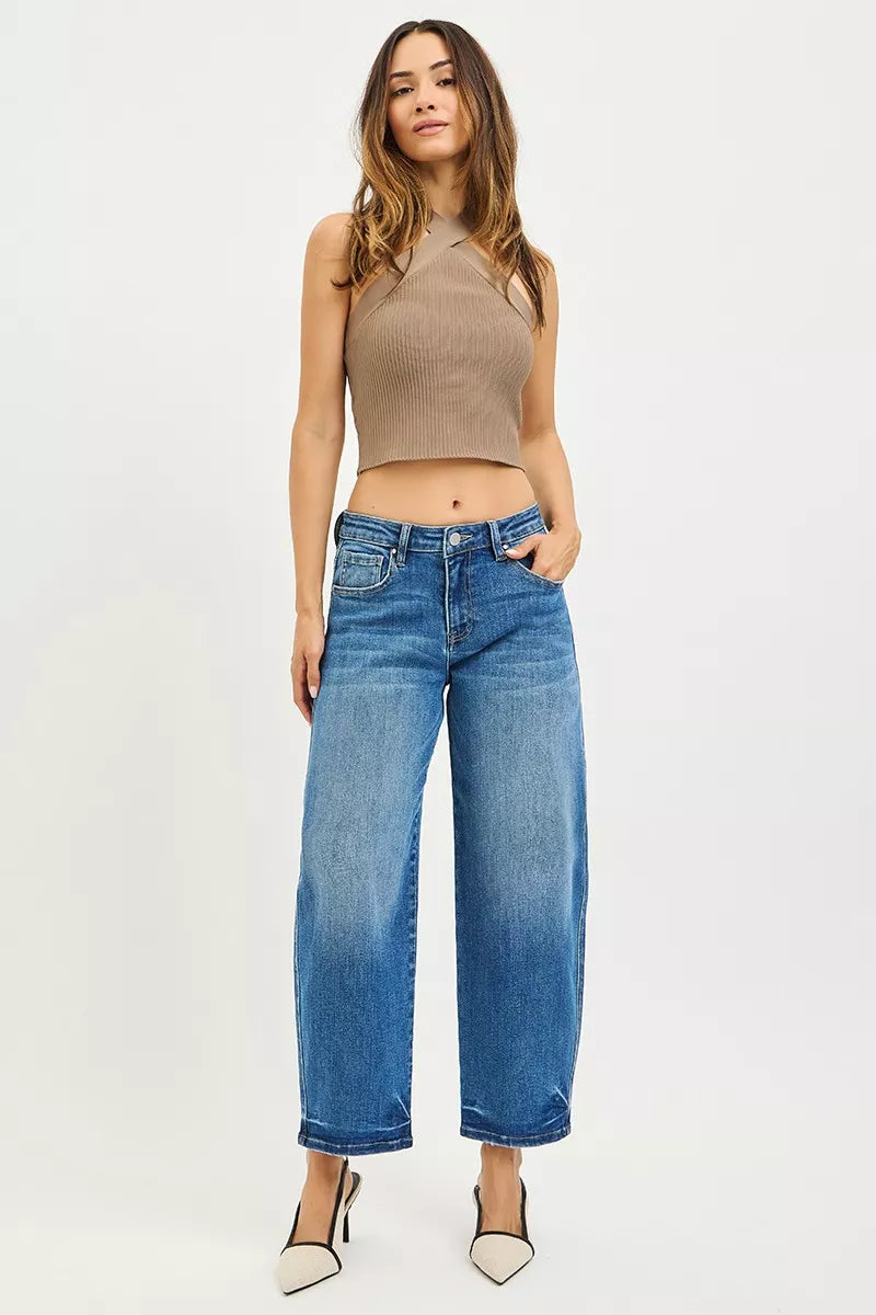 Hazel Blues® | RISEN Slouchy Cropped Barrel Jeans