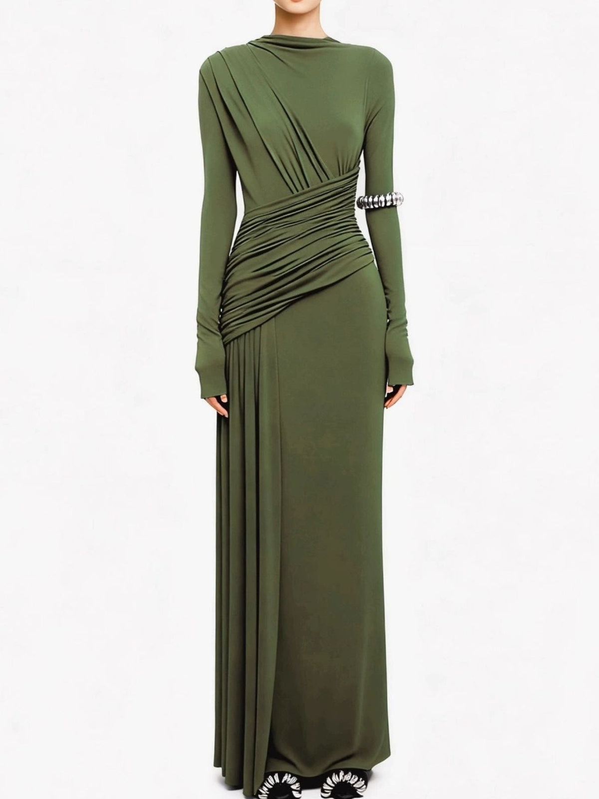Hazel Blues® | Ruched Long Sleeve Maxi Dress