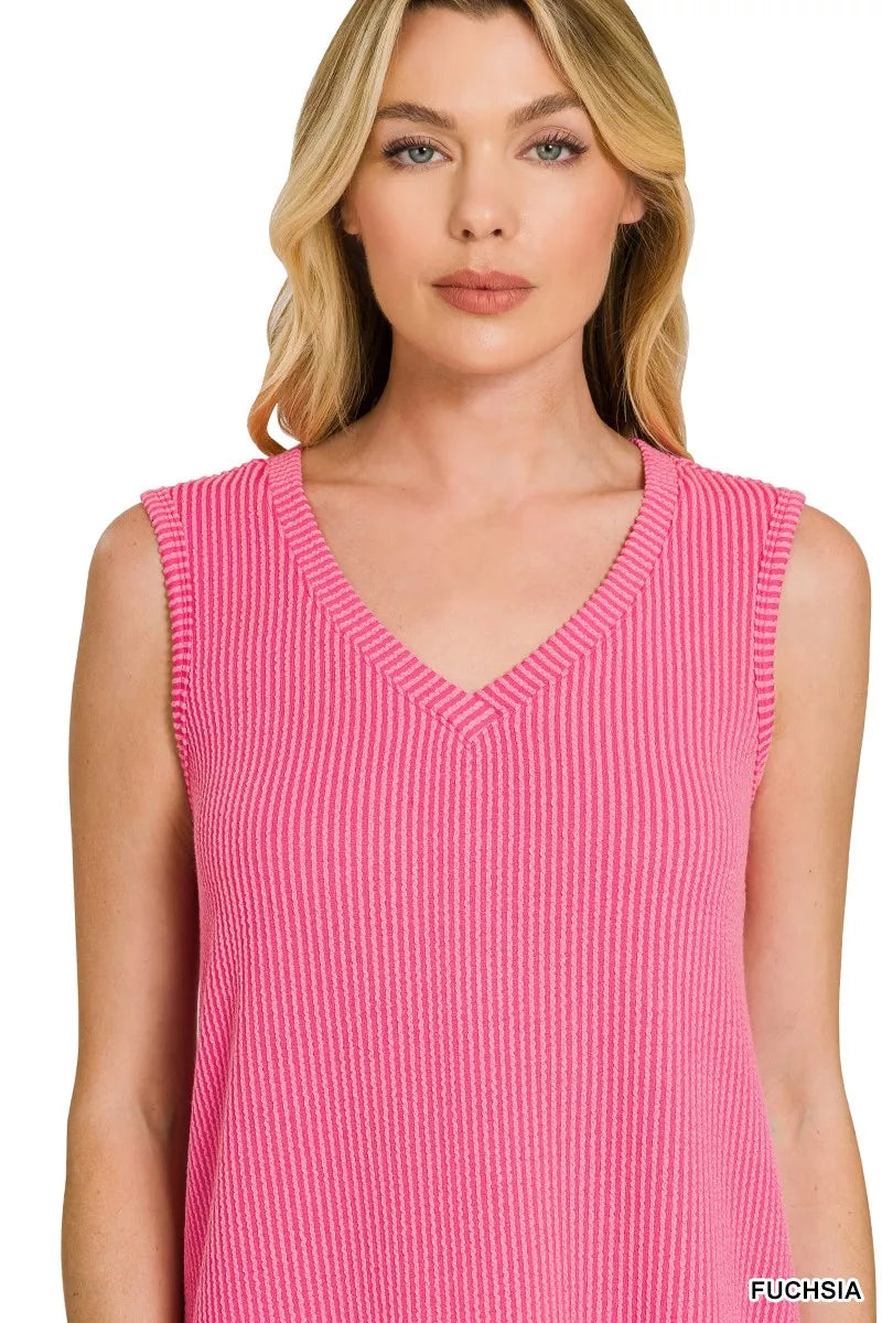 Hazel Blues® | Zenana Raised Rib Sleeveless Mini Dress