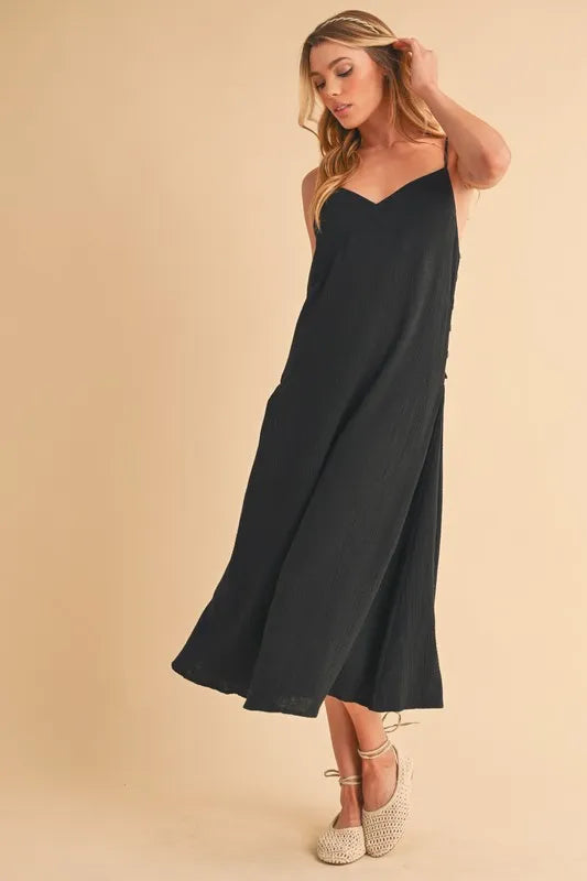 Hazel Blues® | Aemi+Co Side Button Midi Cami Dress