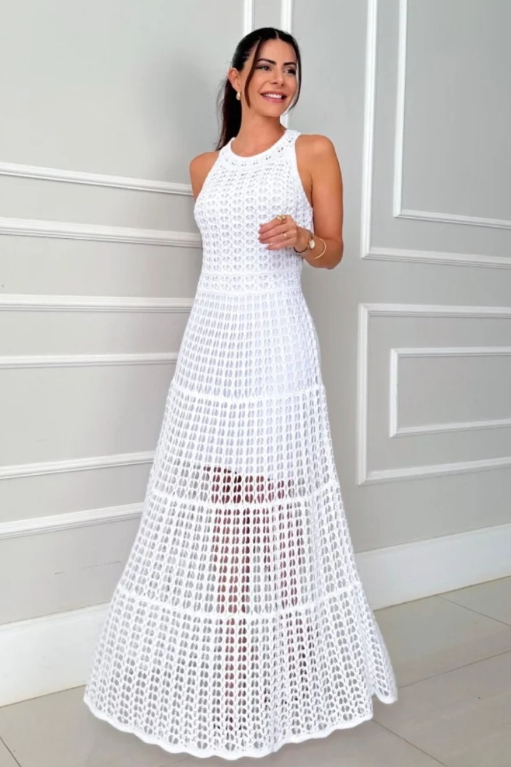 Hazel Blues® | Hollowed-Out Sleeveless Maxi Dress