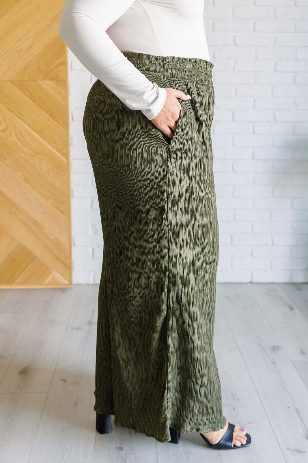 Hazel Blues® | Harmony High Rise Wide Pants in Olive