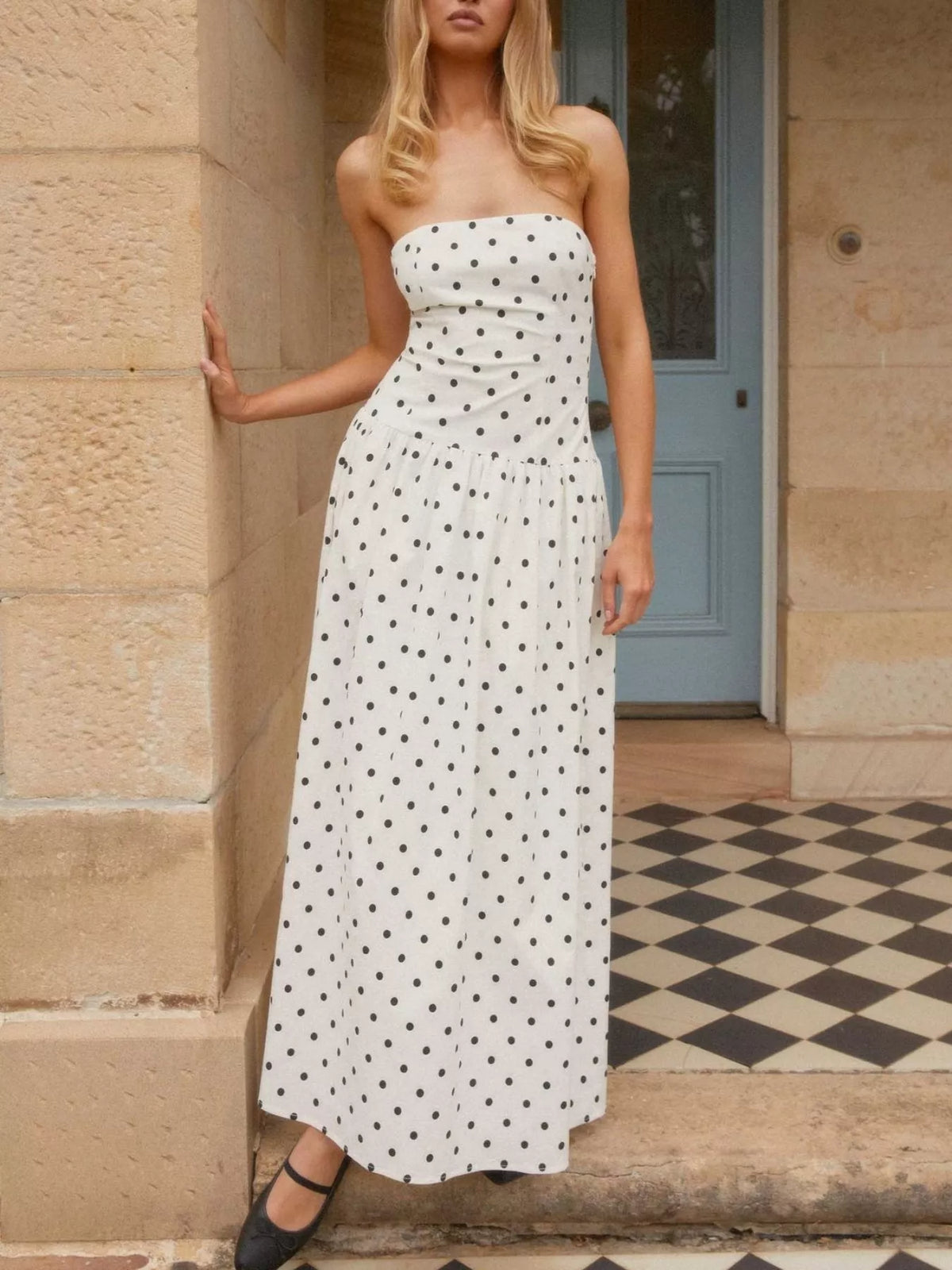 Hazel Blues® | Ruched Printed Tube Maxi Dress