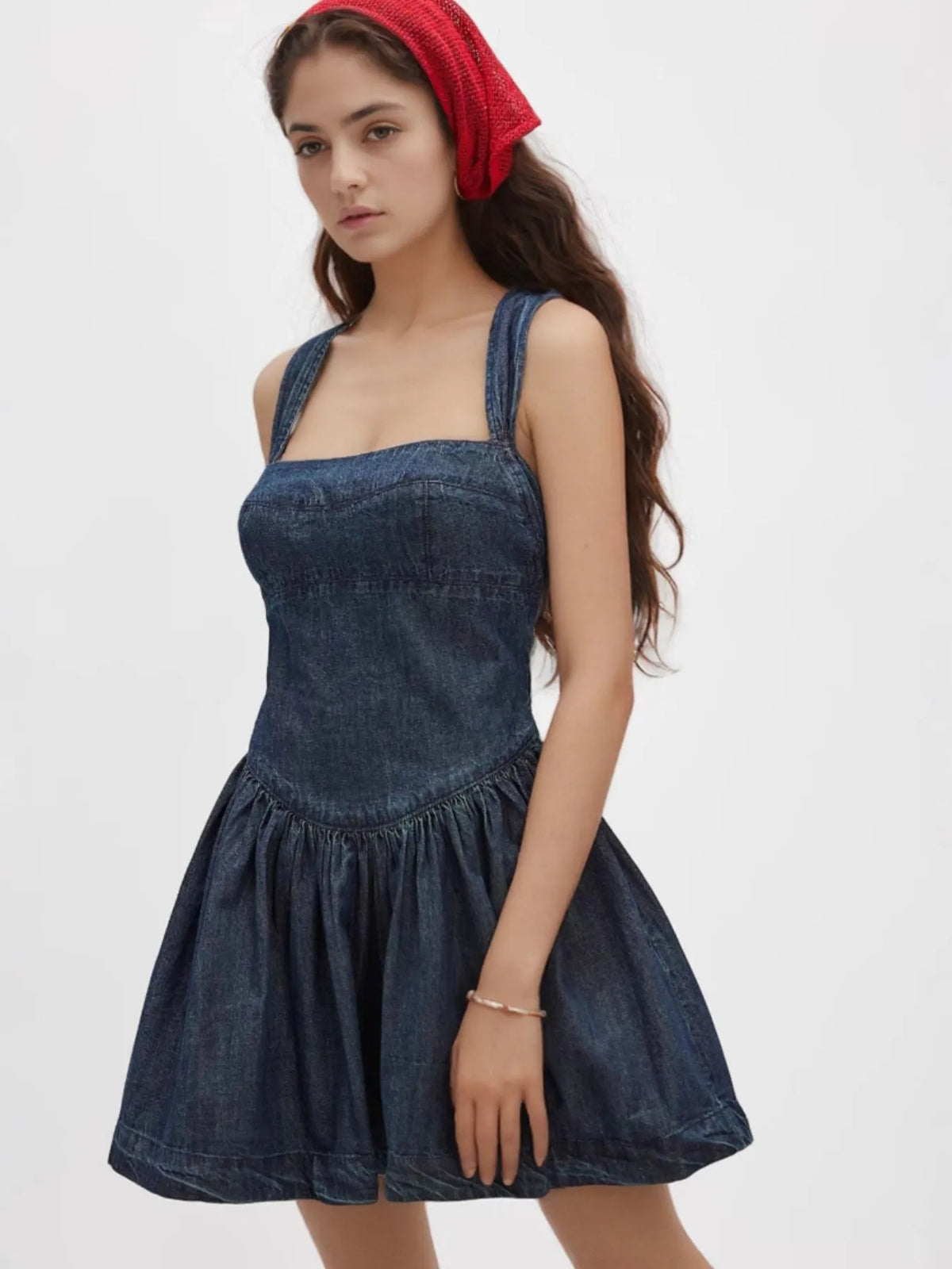 Hazel Blues® | Smocked Crisscross Back Denim Mini Dress