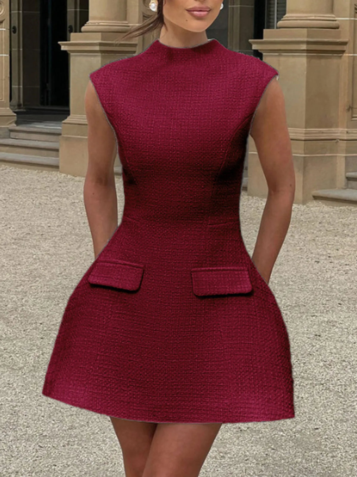 Hazel Blues® | Cutout Back Round Neck Cap Sleeve Mini Dress