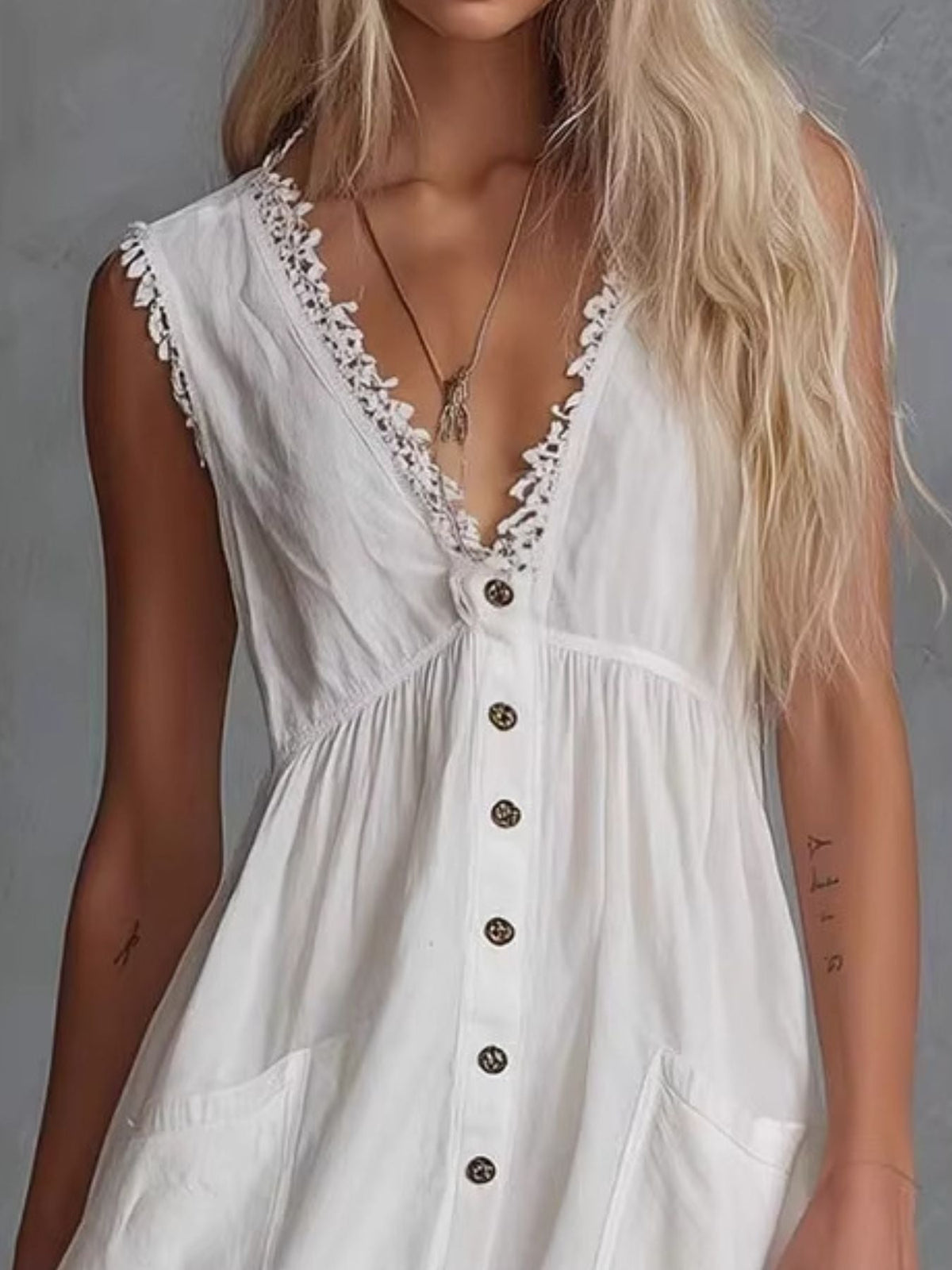 Hazel Blues® | Sleeveless V-Neck Mini Dress with Pockets
