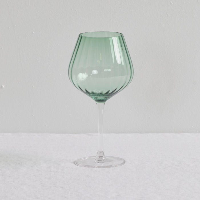 Bravo Still Wine Glass Set - 2pc - Green, refined green-tinted stemmed wine glass with a rounded bowl.