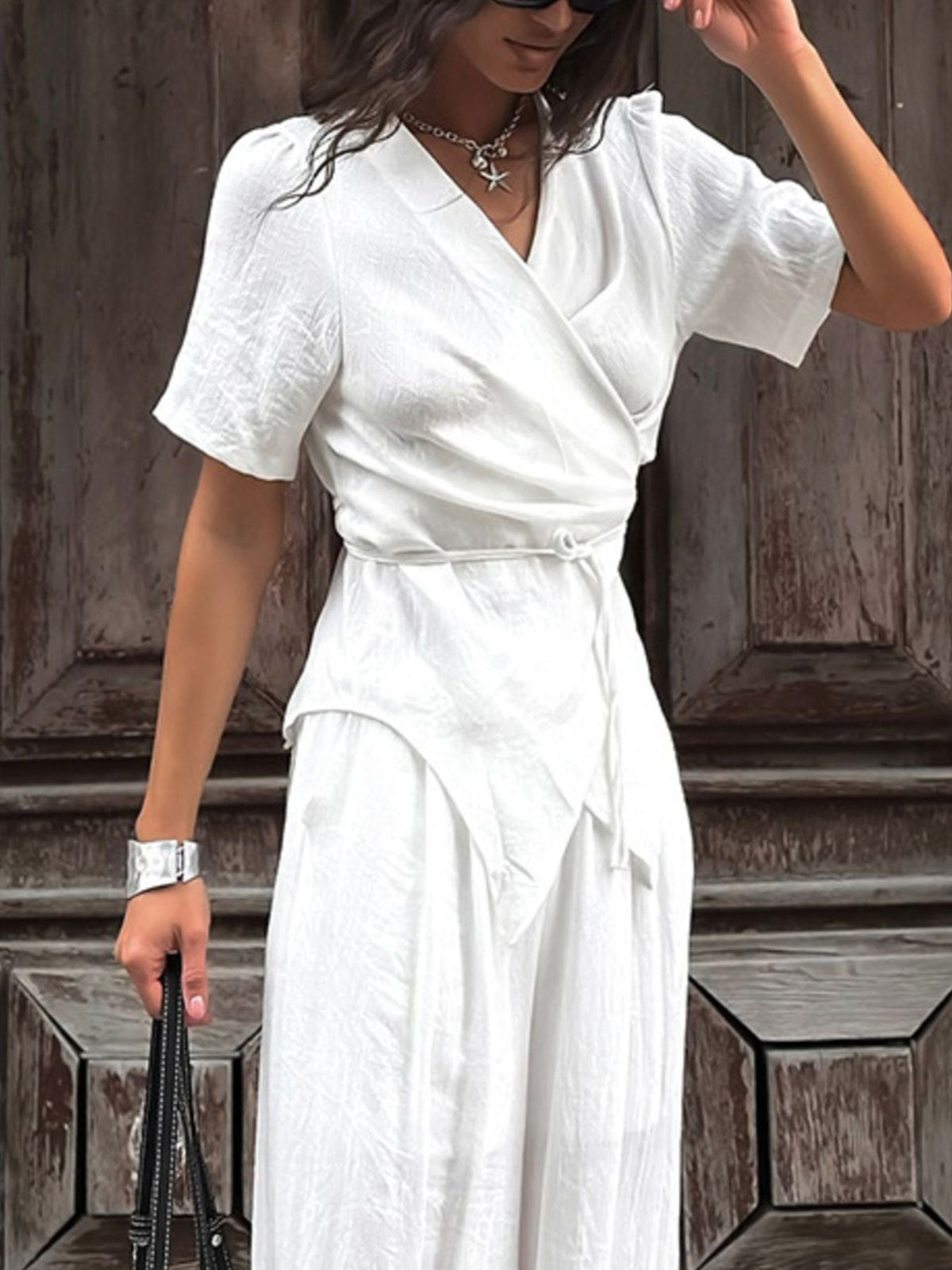 Hazel Blues® | Wrap Top & Wide Leg Pants Set